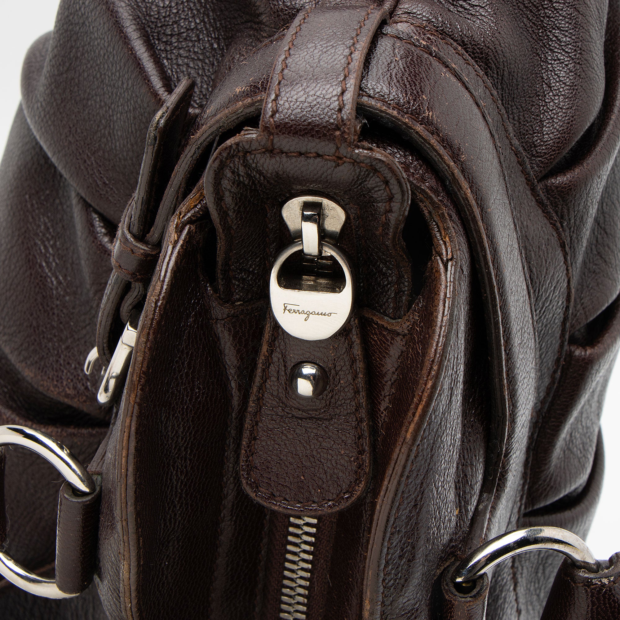 Salvatore Ferragamo Leather Gancini Marisa Satchel