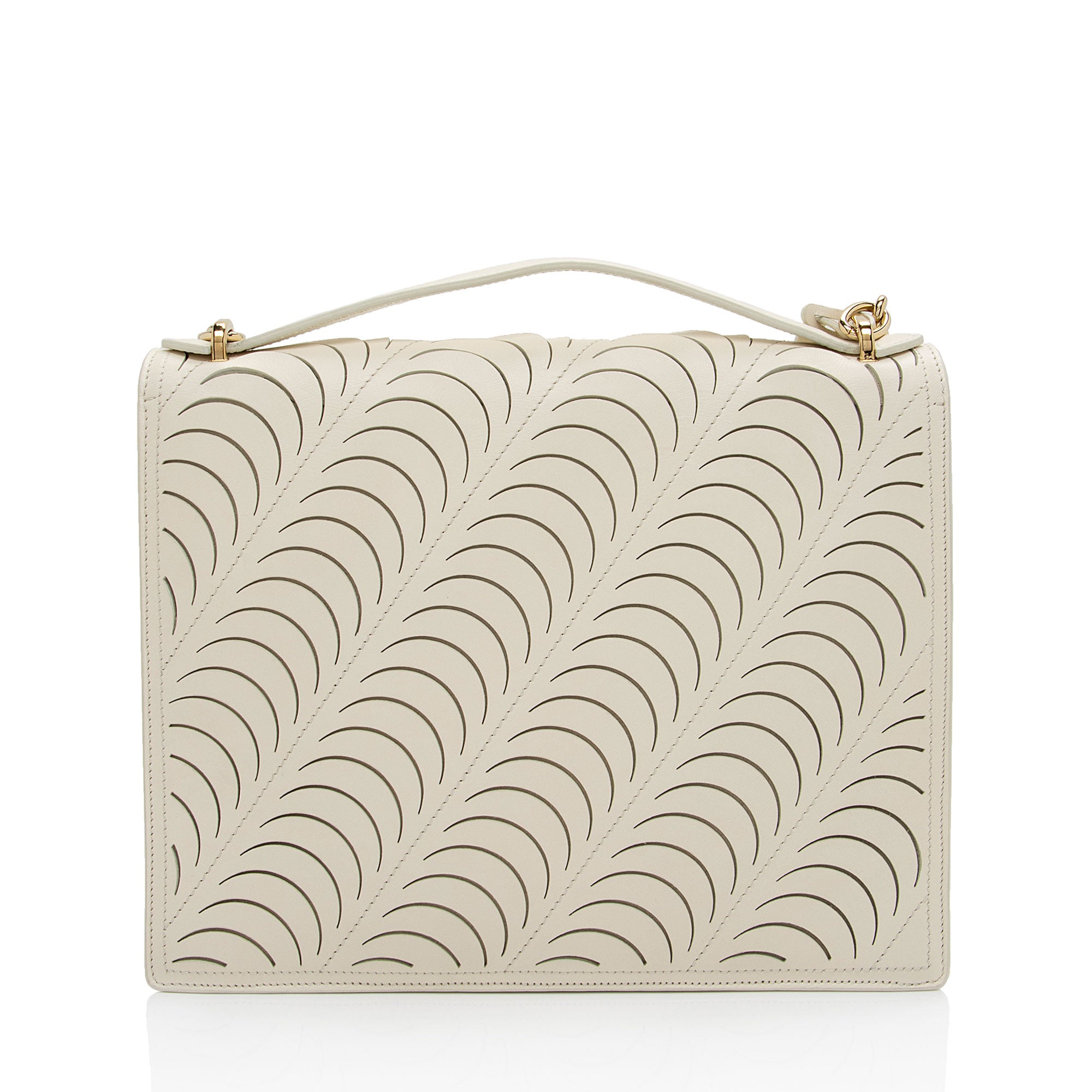 Salvatore Ferragamo Leather Laser Cut Top Handle (SHF-SMpnAH)