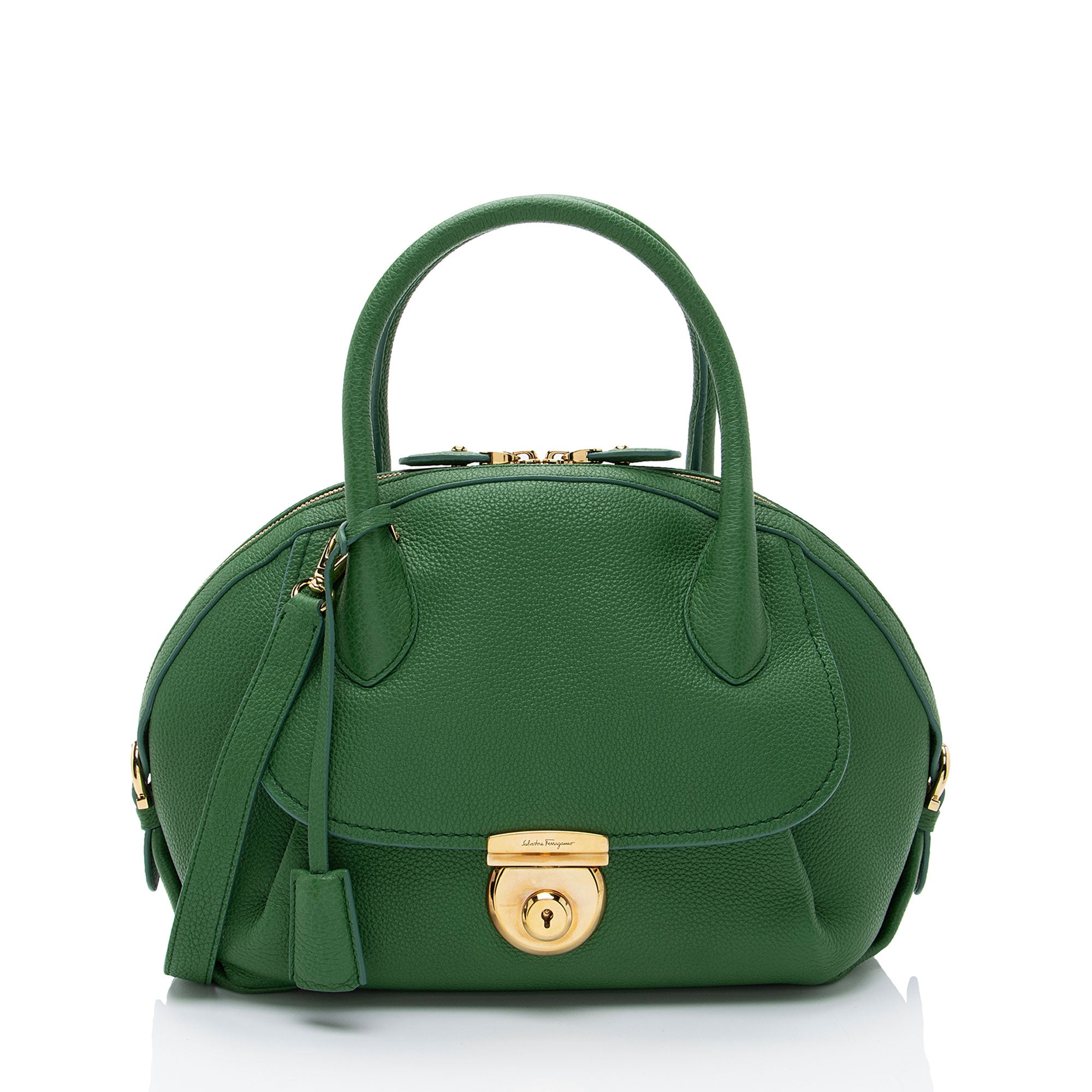 Salvatore Ferragamo Leather Fiamma Small Satchel
