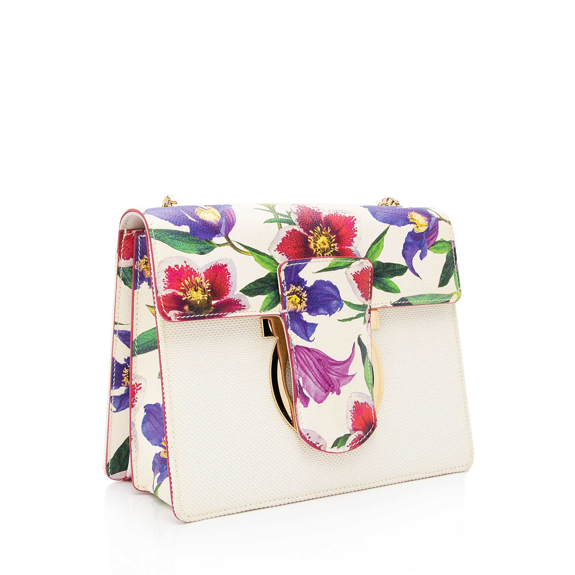 Salvatore Ferragamo Leather Floral Thalia Shoulder Bag (SHF-bHBbtN)