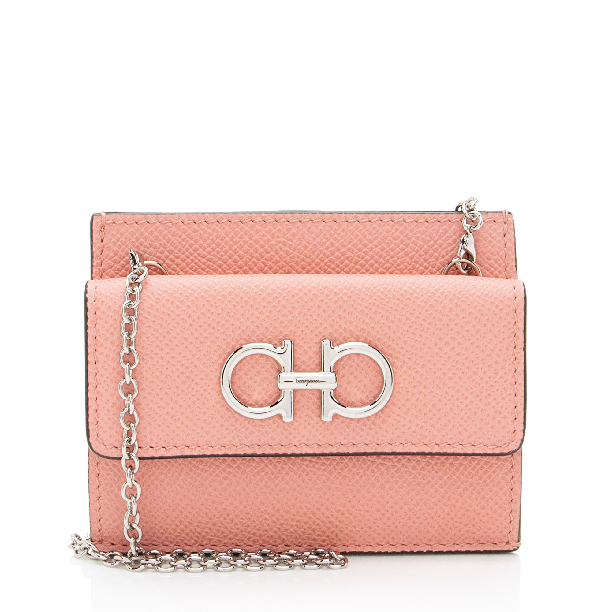 Salvatore Ferragamo Leather Gancini Card Holder on Chain