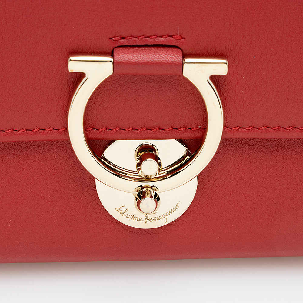 Salvatore Ferragamo Leather Gancini Continental Wallet (SHF-20770)