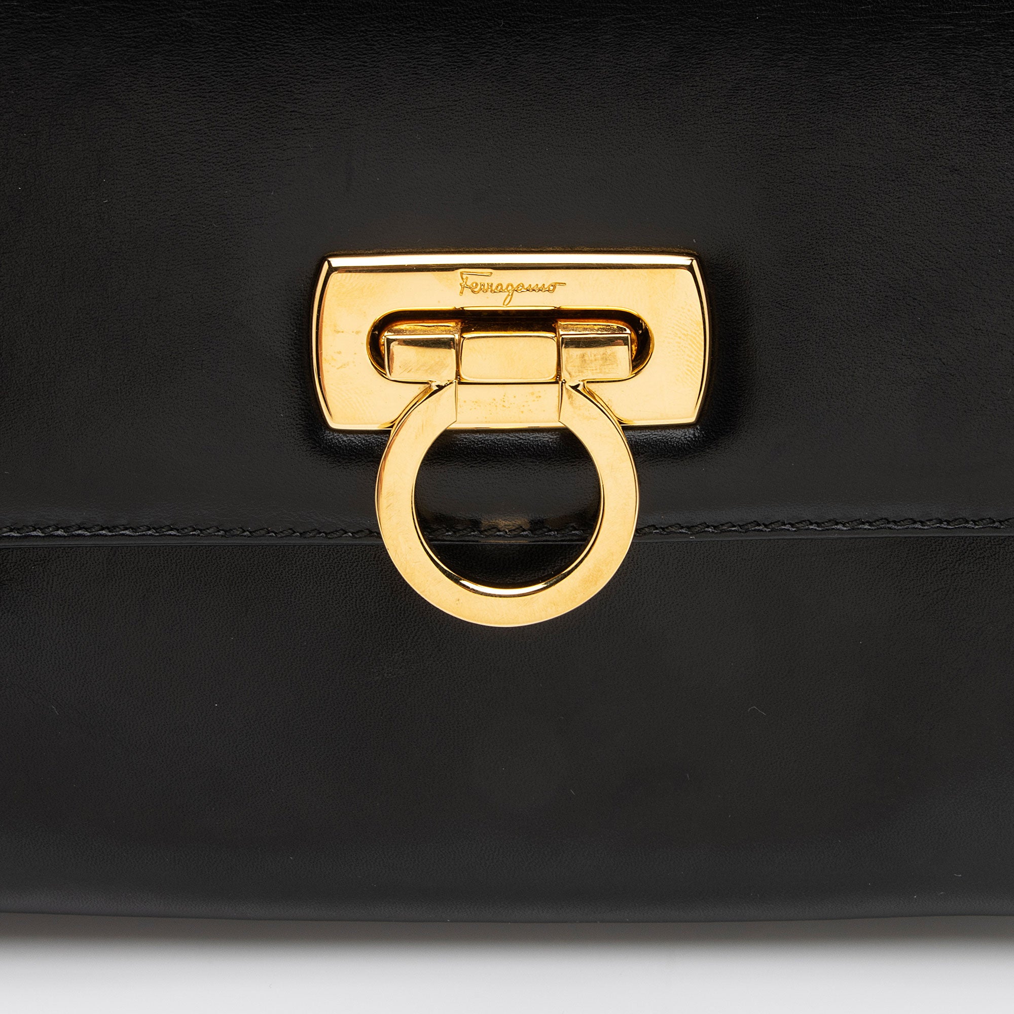 Salvatore Ferragamo Leather Gancini Convertible Small Top Handle Satchel (SHF-I9617r)