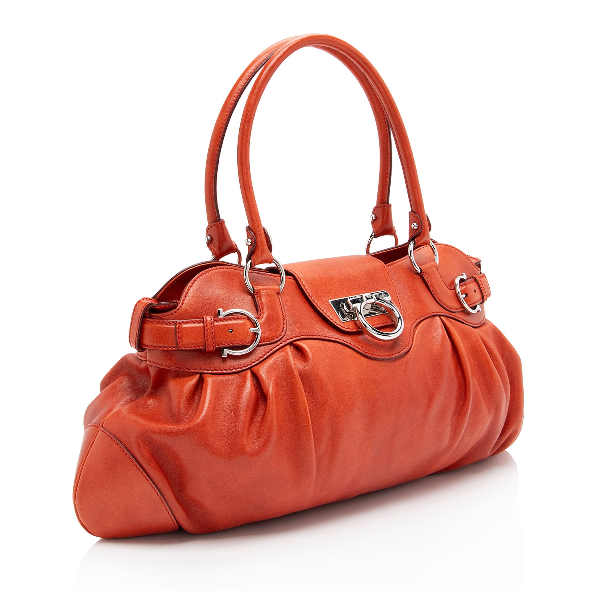 Salvatore Ferragamo Leather Gancini Marisa Satchel (SHF-Zmm7wo)