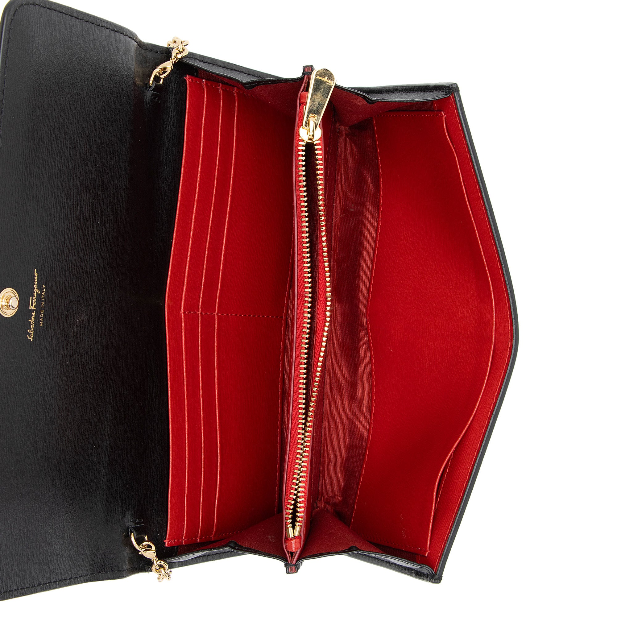 Salvatore Ferragamo Leather Gancini Wallet on Chain Bag (SHF-KGhxzb)