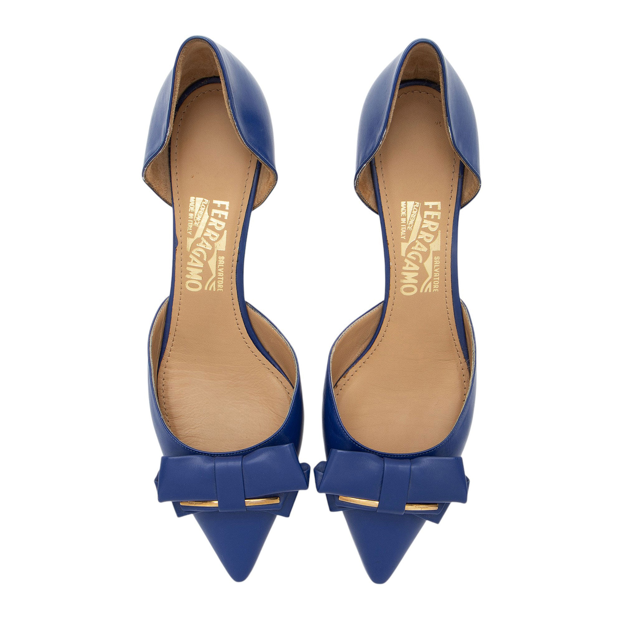 Ferragamo Leather Rietta Bow D'Orsay Pumps - Size 9 / 39