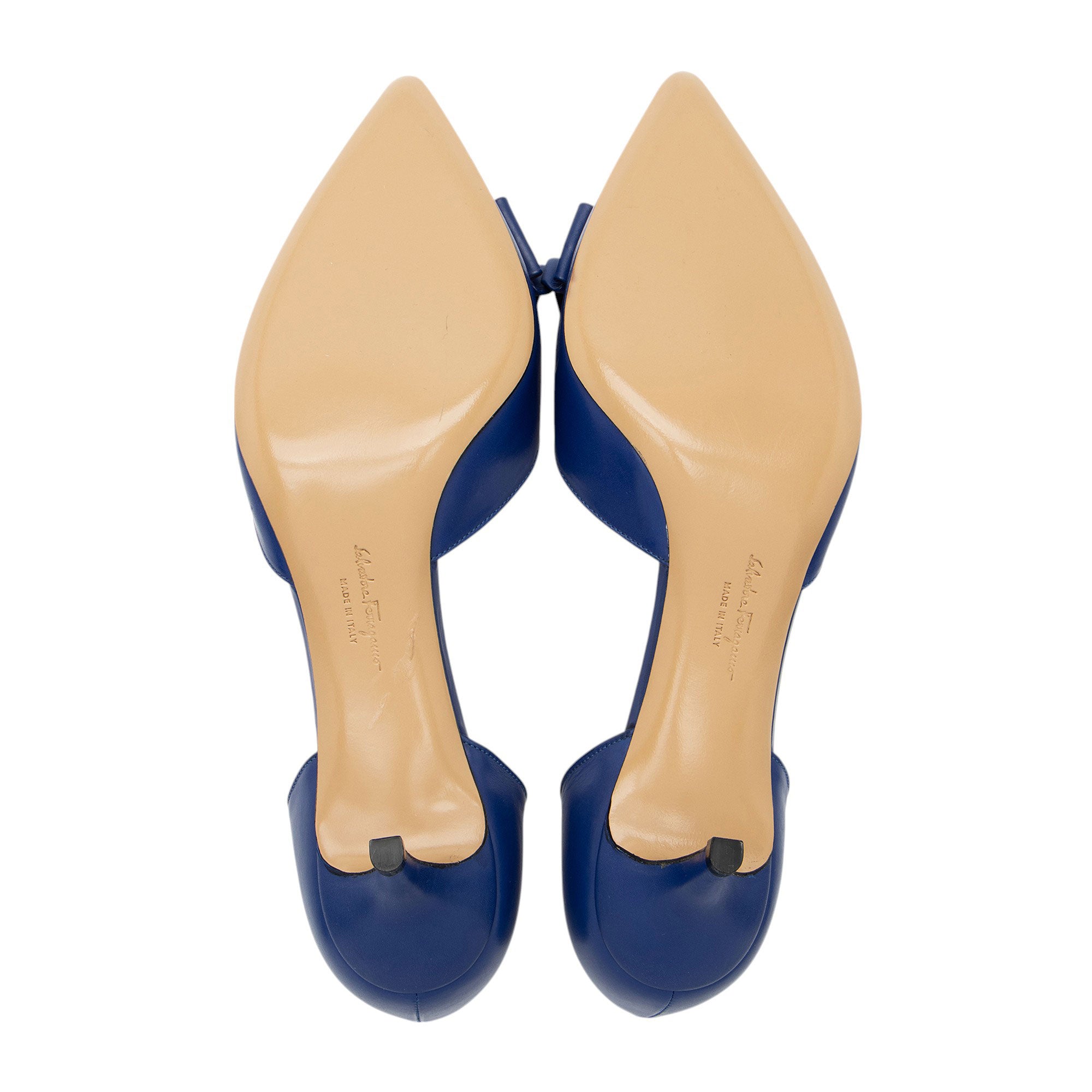Ferragamo Leather Rietta Bow D'Orsay Pumps - Size 9 / 39