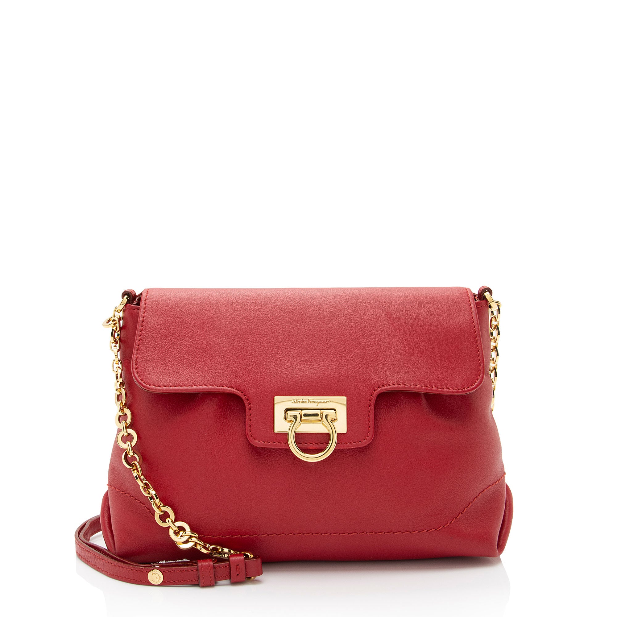 Salvatore Ferragamo Leather W Chain Shoulder Bag (SHF-gH3WOn)