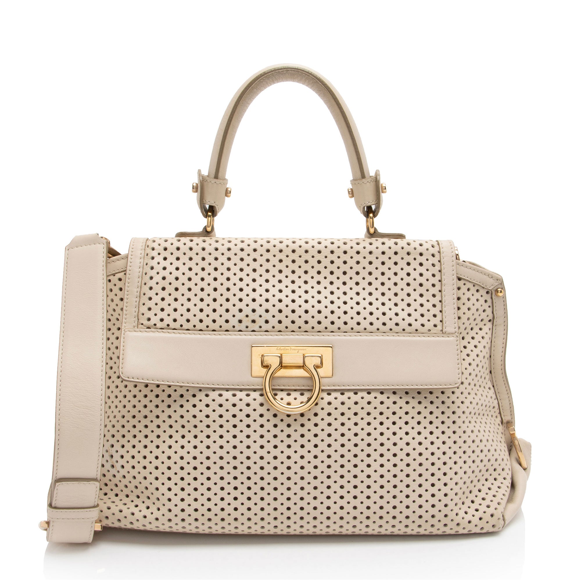 Salvatore Ferragamo Perforated Sofia Small Top Handle (SHF-1J2GRi)