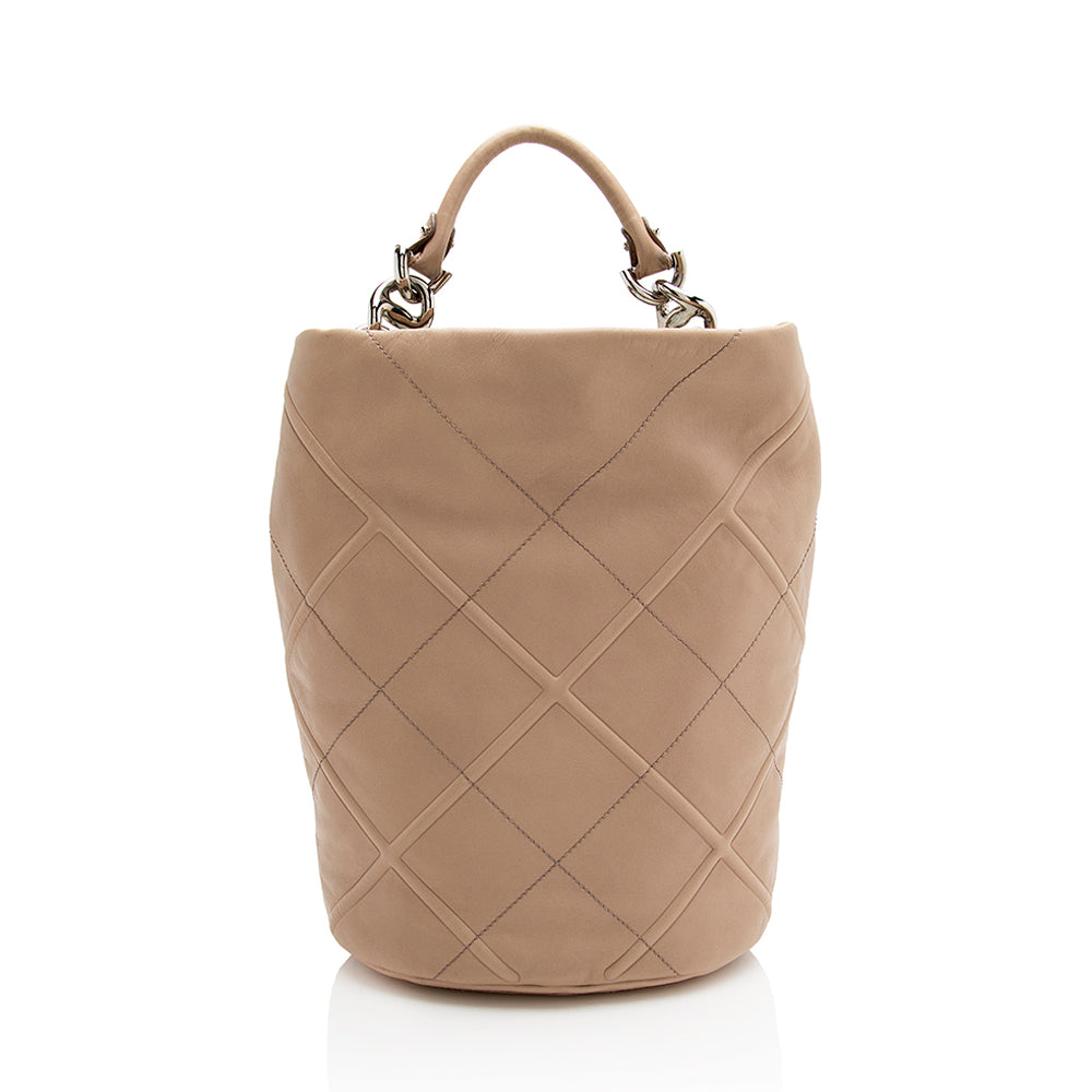 Salvatore Ferragamo Quilted Calfskin Bucket Bag (SHF-22030)