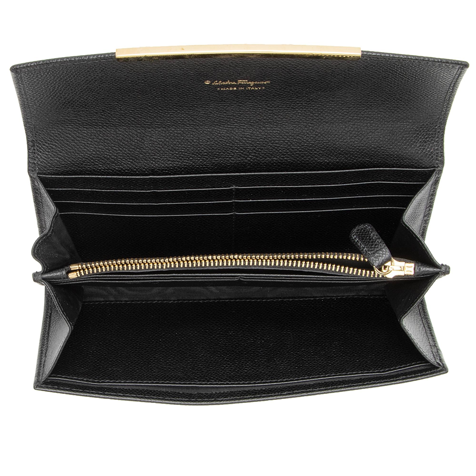 Salvatore Ferragamo Saffiano Gancini Continental Wallet (SHF-23896)
