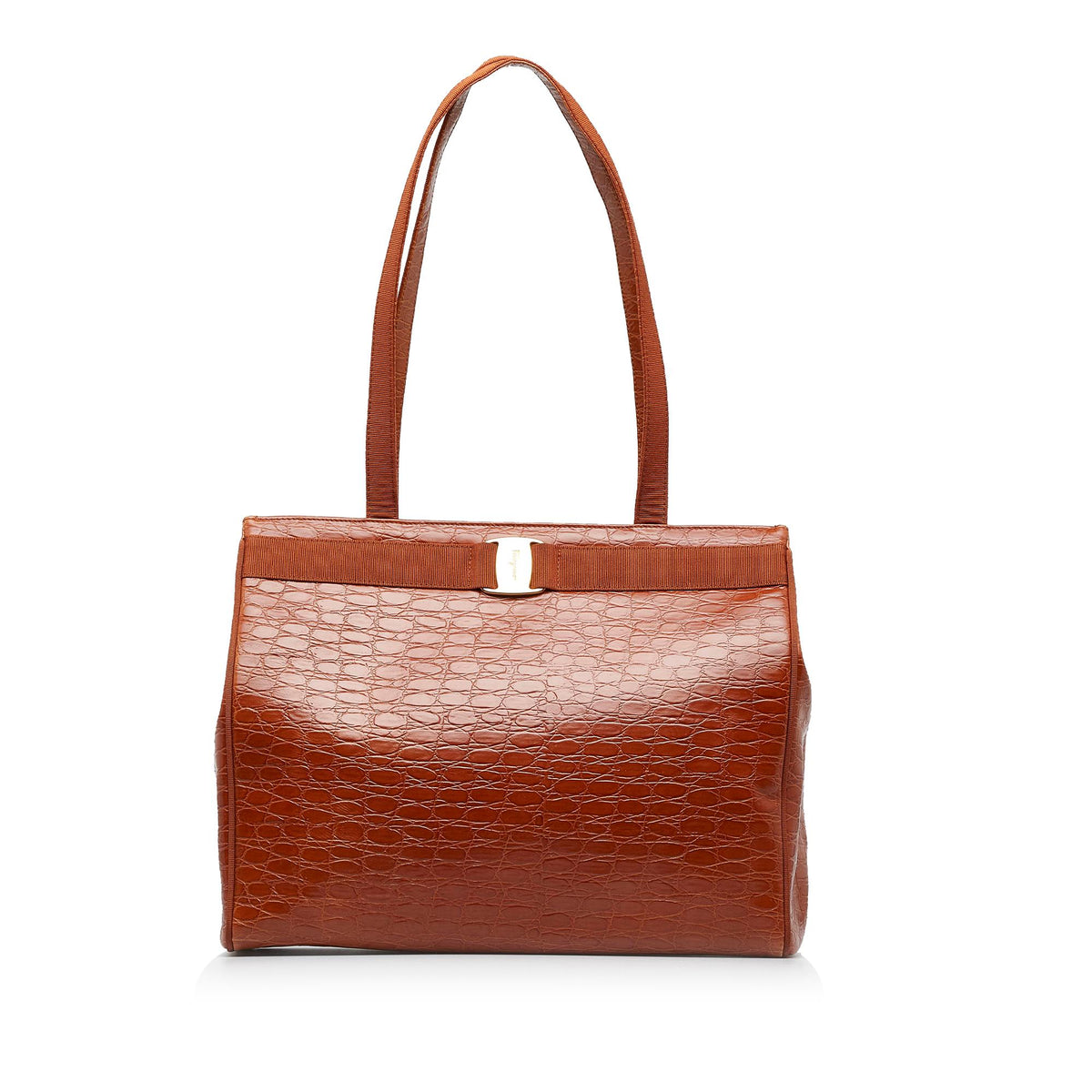 Salvatore Ferragamo Vara Embossed Tote Bag (SHG-V8zLgQ)