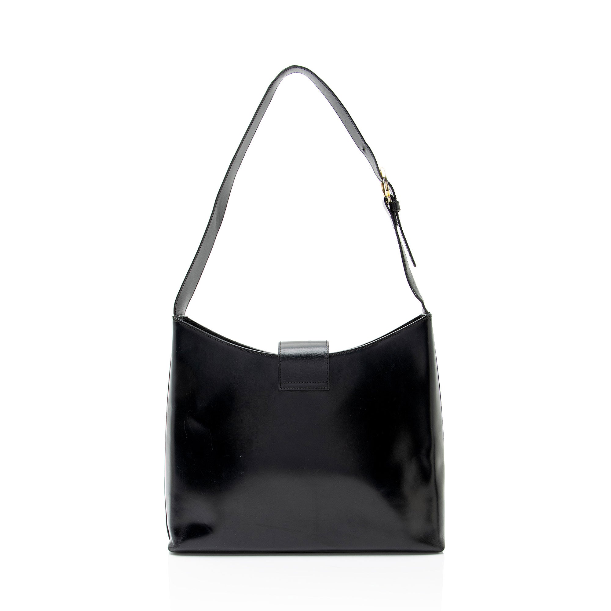 Ferragamo Vintage Leather Gancio Trifolio Large Shoulder Bag