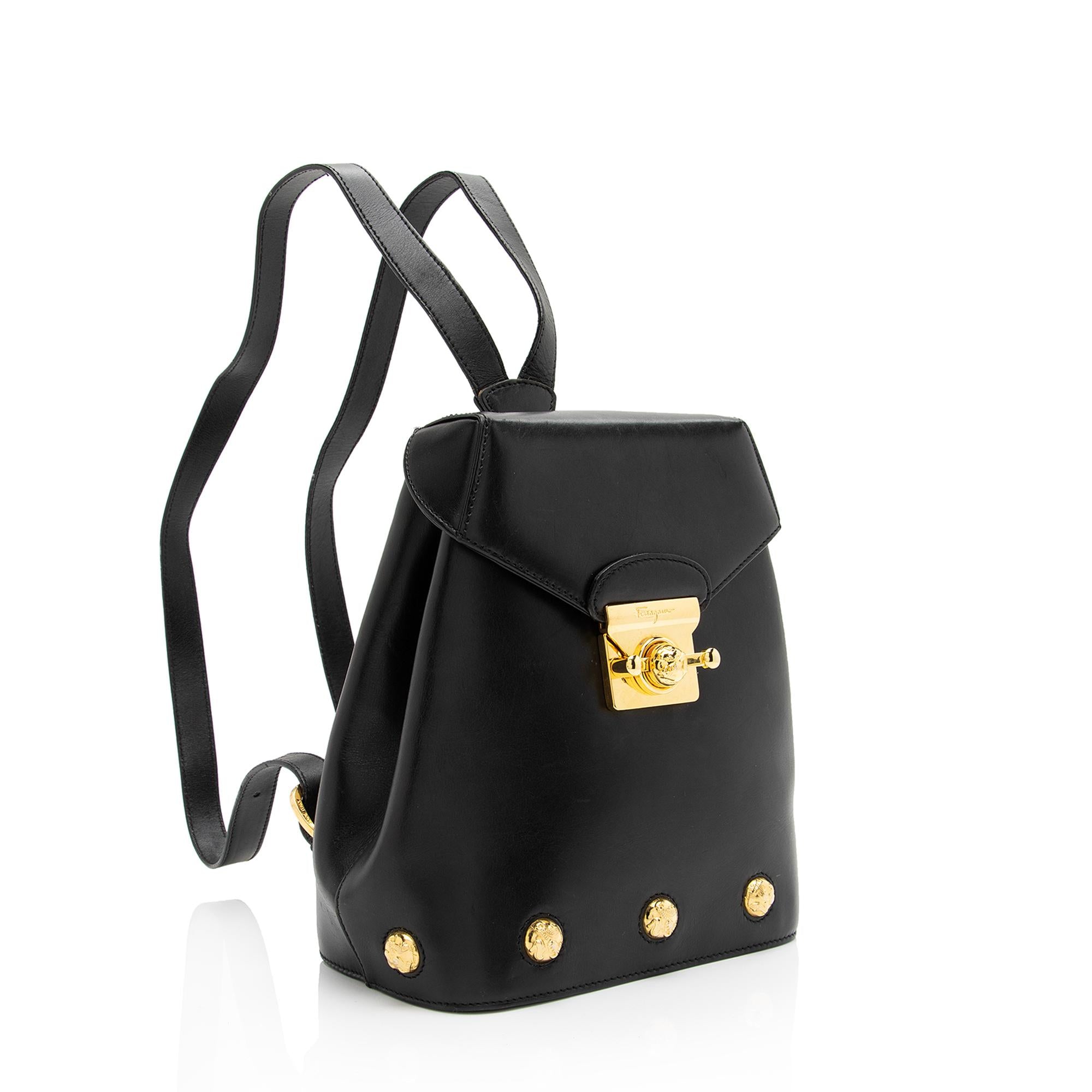 Salvatore Ferragamo Vintage Leather Studded Small Backpack (SHF-23062)