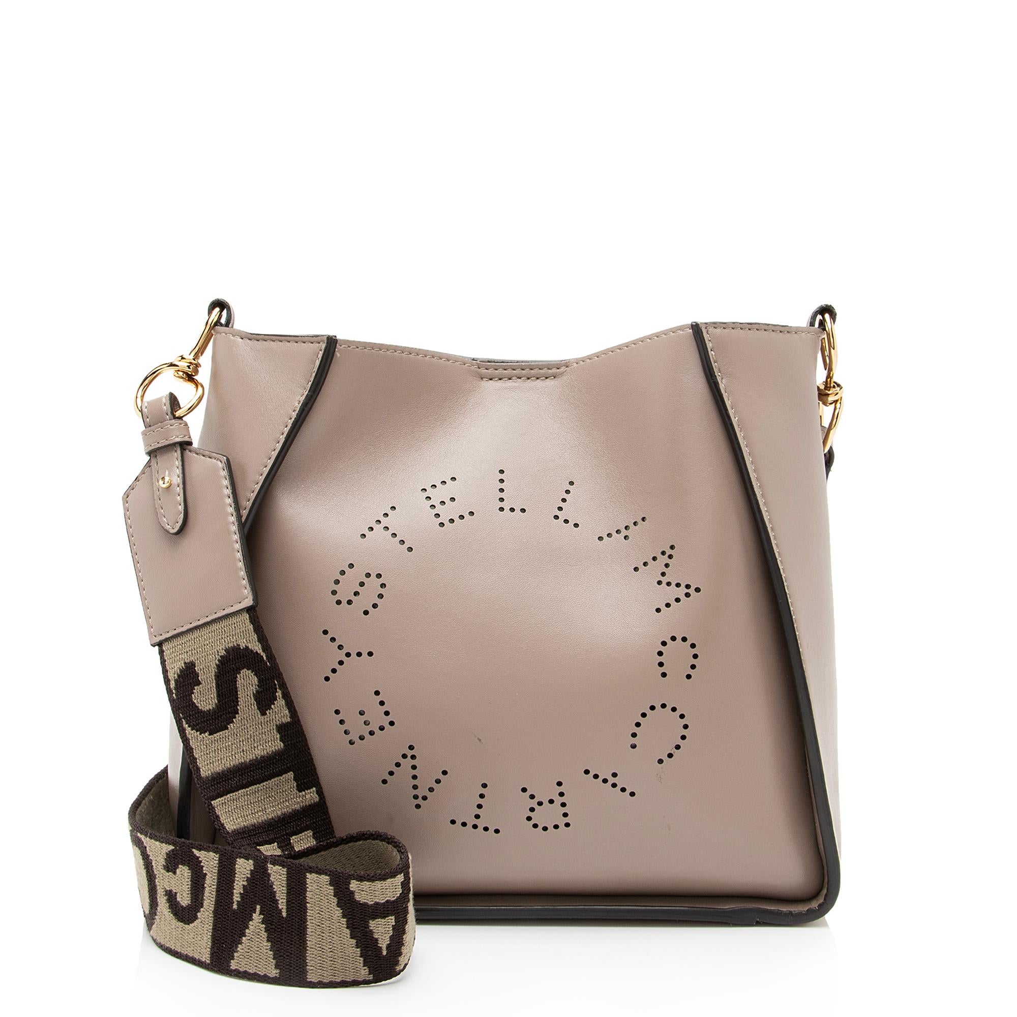 Stella McCartney Eco Alter Nappa Perforated Logo Mini Crossbody Bag (SHF-23374)
