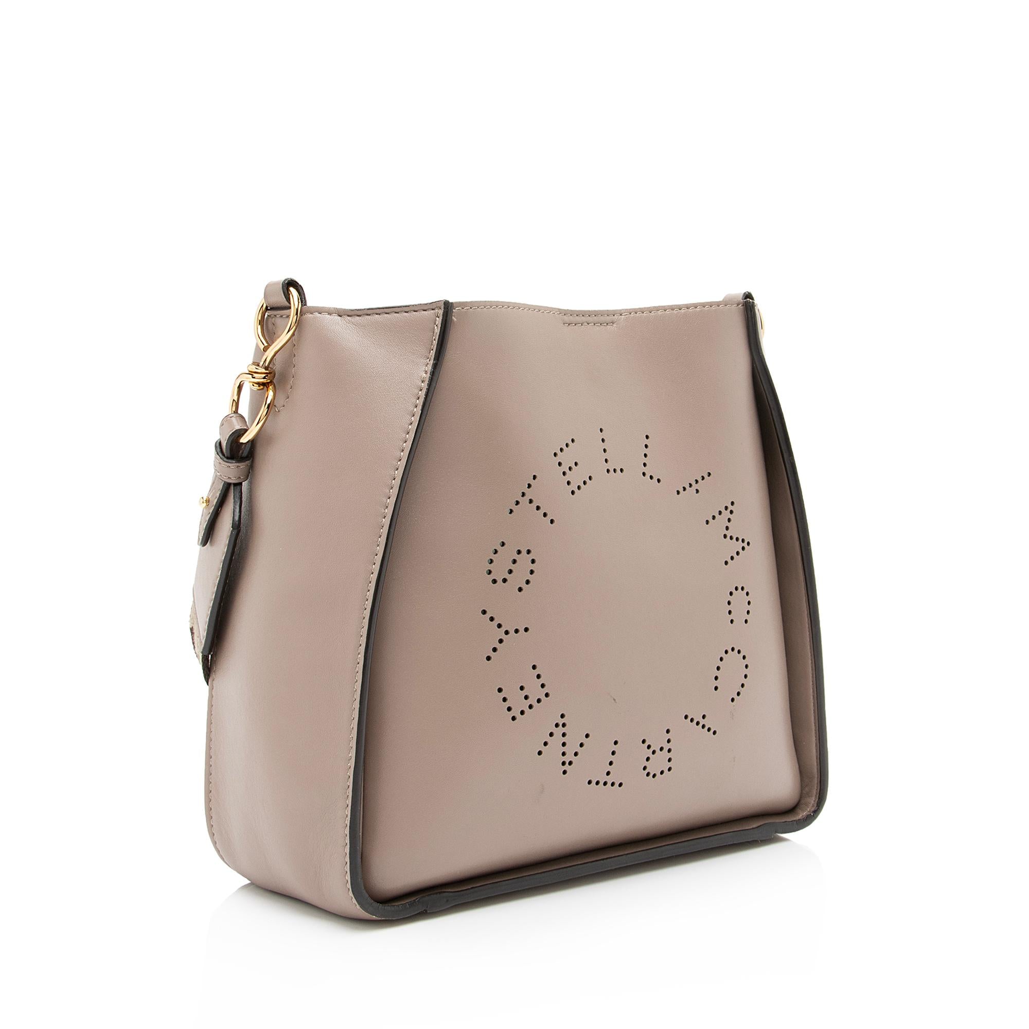Stella McCartney Eco Alter Nappa Perforated Logo Mini Crossbody Bag (SHF-23374)