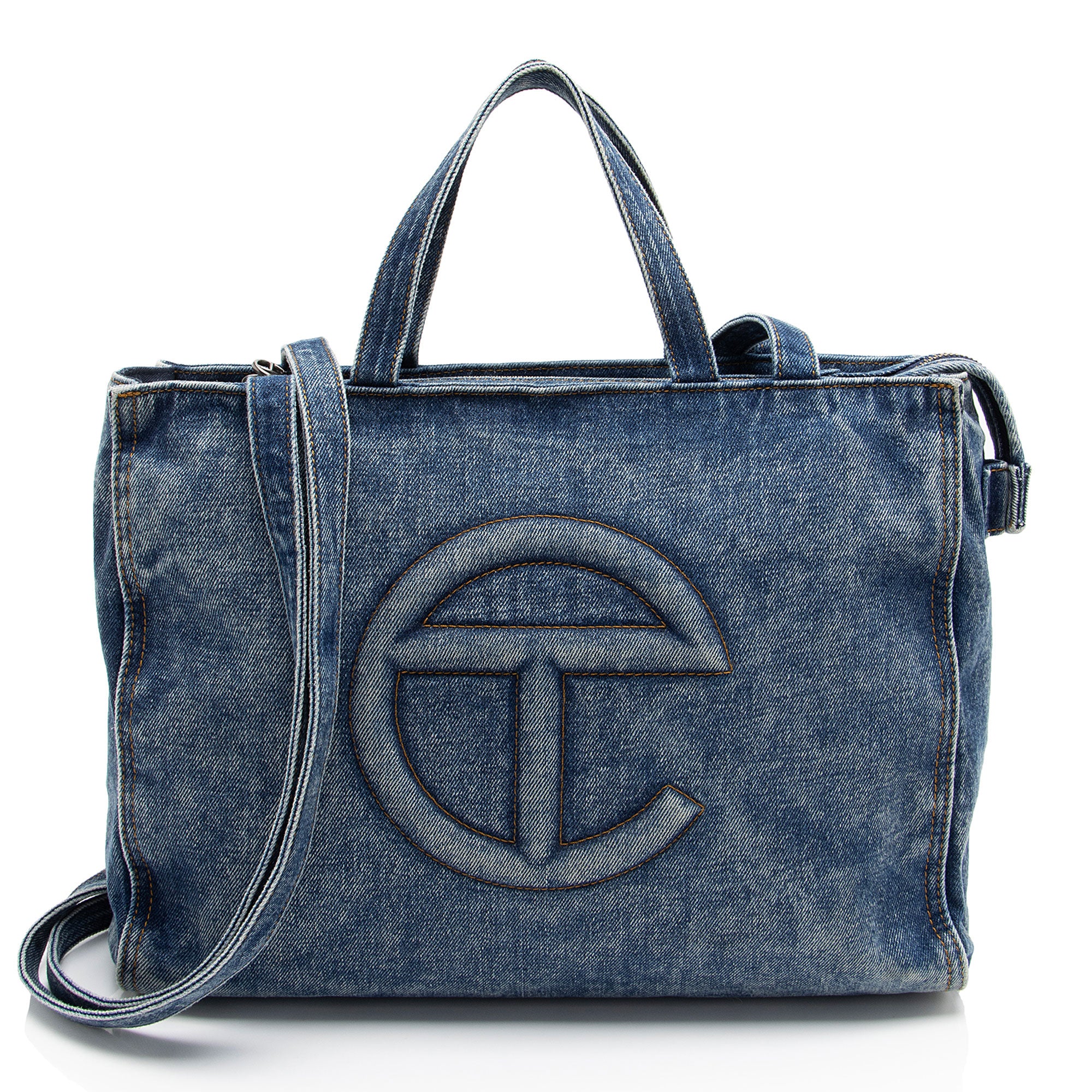 Telfar Denim Medium Shopping Tote