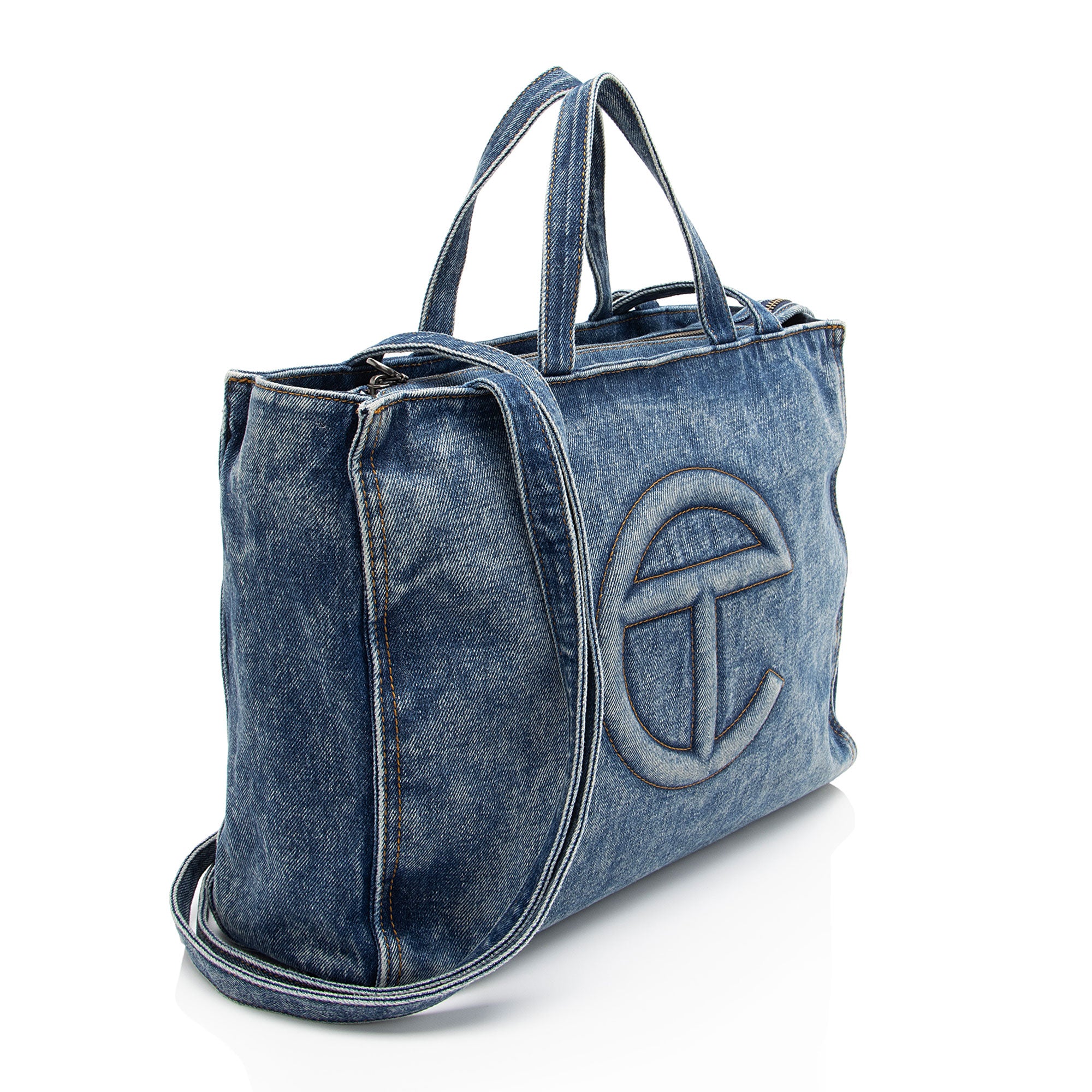 Telfar Denim Medium Shopping Tote