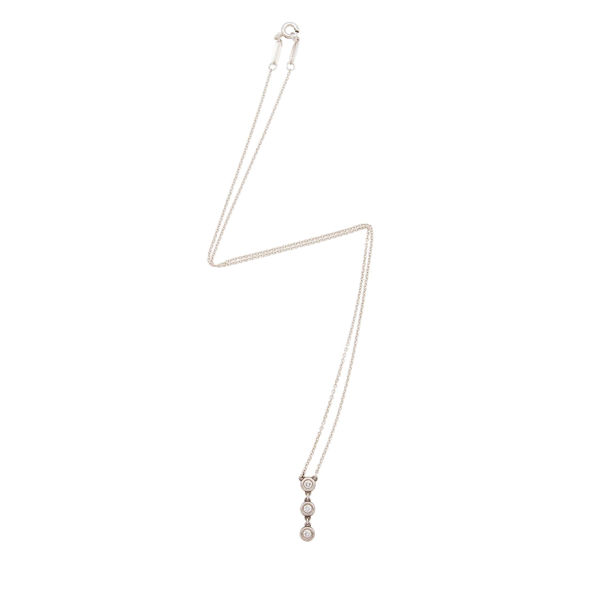 Tiffany & Co. Elsa Peretti Sterling Silver Diamond By The Yard Drop Pendant Necklace (SHF-22273)