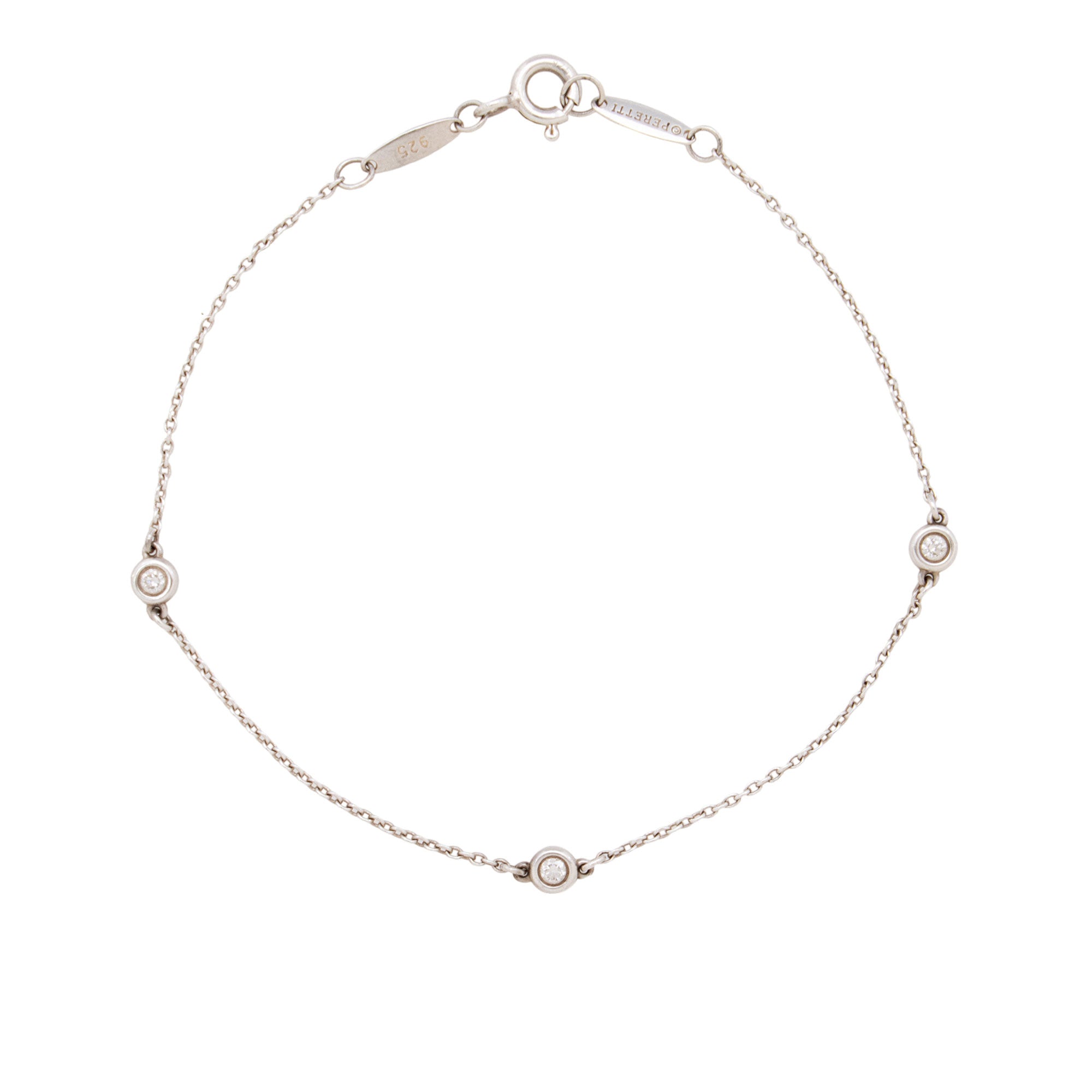 Tiffany & Co. Elsa Peretti Sterling Silver Diamonds By The Yard Station Bracelet (SHF-s0Bzor)