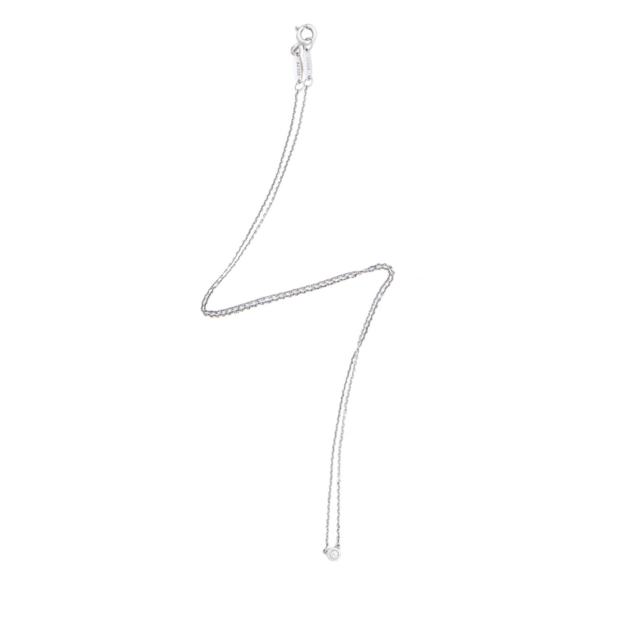 Tiffany & Co. Elsa Peretti Sterling Silver Diamonds By The Yard Single Diamond Necklace