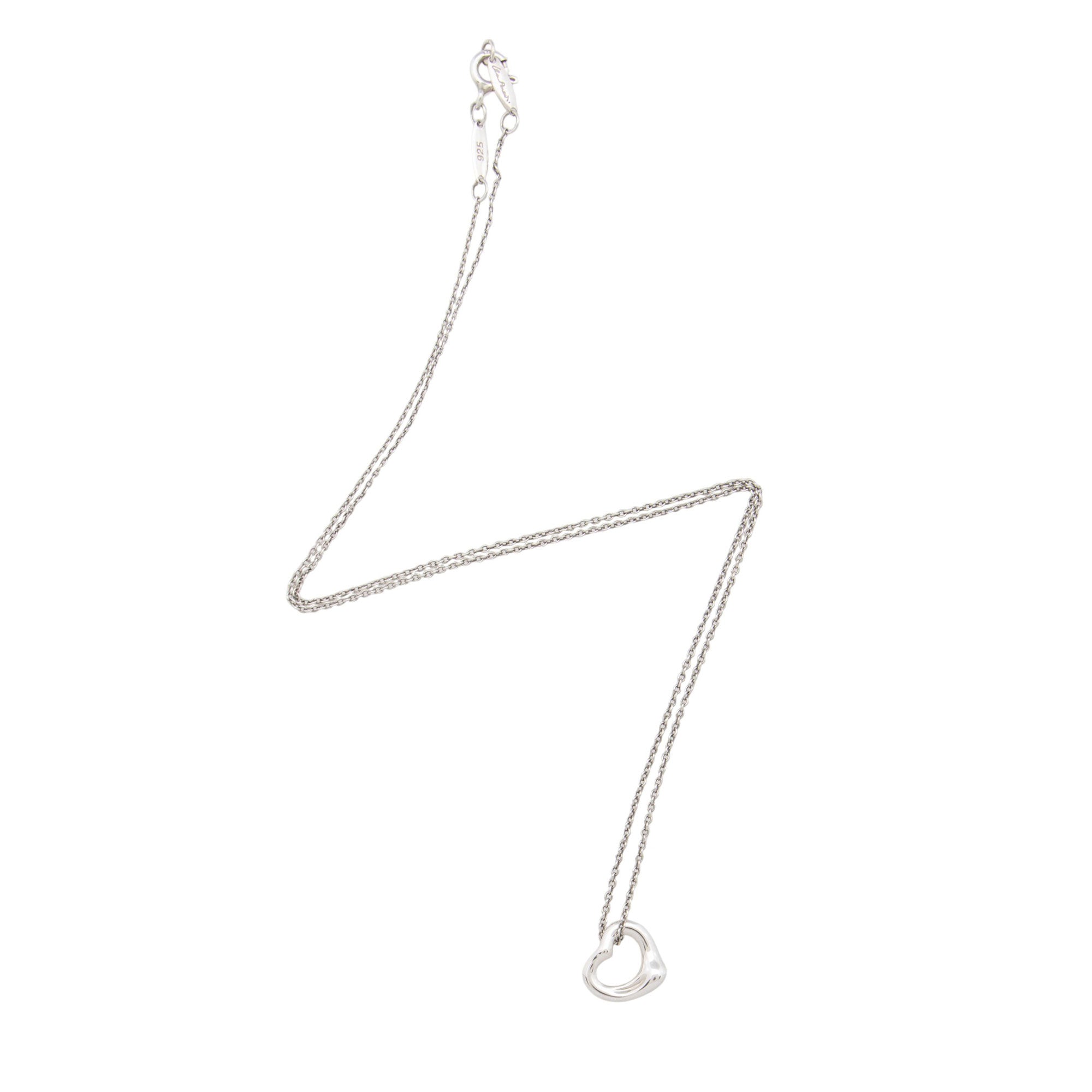 Tiffany & Co. Elsa Peretti Sterling Silver Open Heart 11mm Necklace