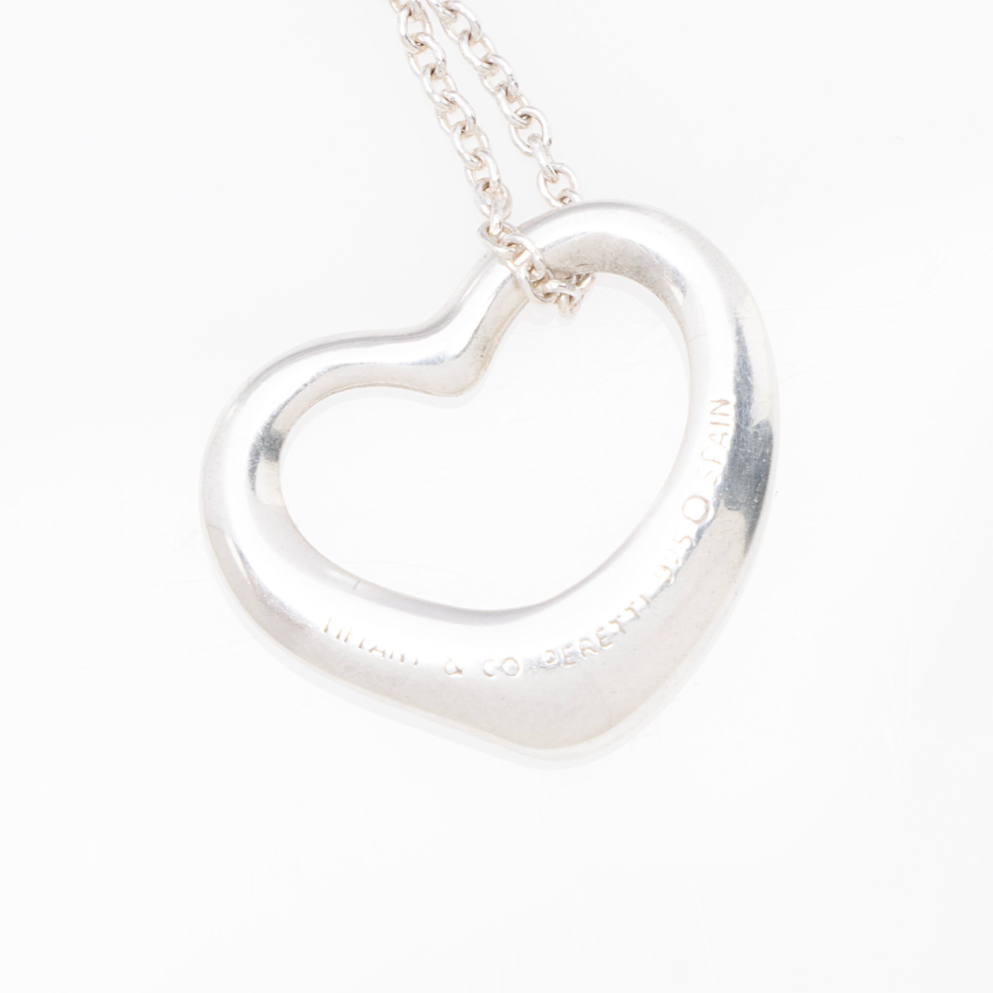 Tiffany & Co. Elsa Peretti Sterling Silver Open Heart 16mm Necklace