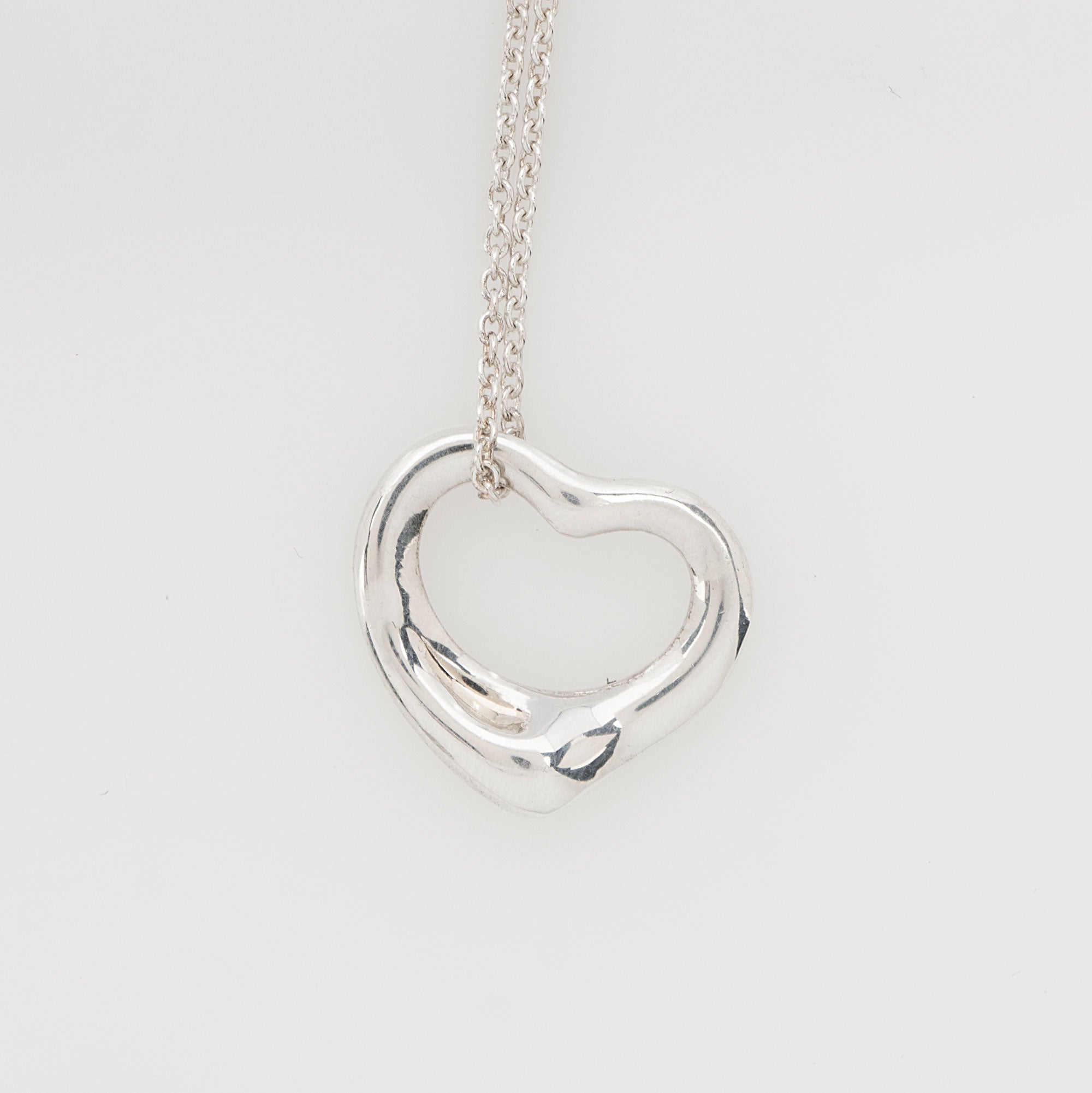 Tiffany & Co. Elsa Peretti Sterling Silver Open Heart 16mm Small Necklace
