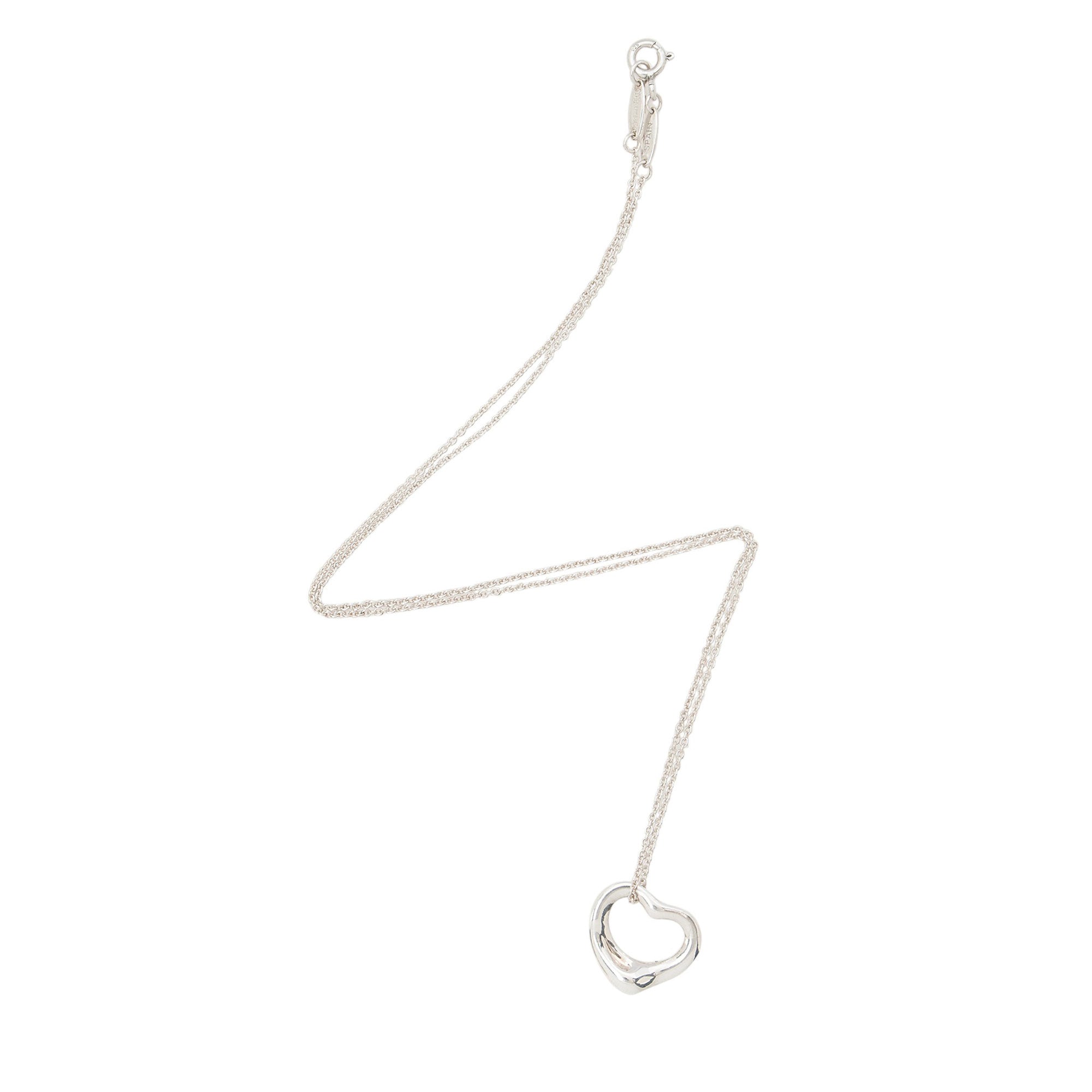 Tiffany & Co. Elsa Peretti Sterling Silver Open Heart 16mm Small Necklace