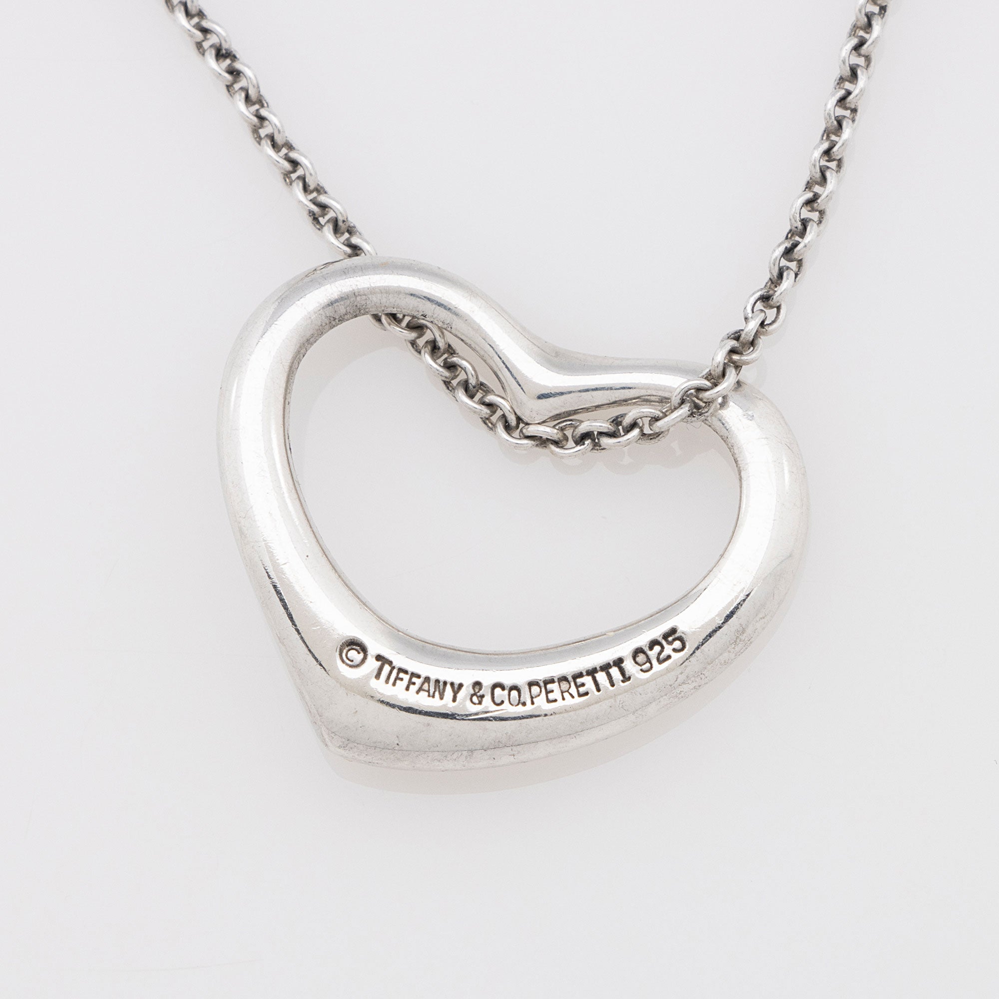 Tiffany & Co. Elsa Peretti Sterling Silver Open Heart 22mm Necklace