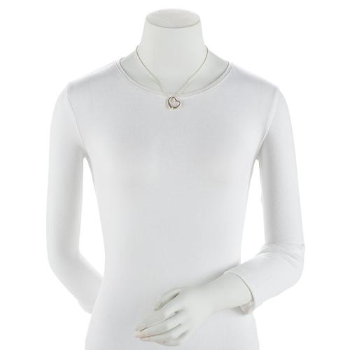 Tiffany & Co. Elsa Peretti Sterling Silver Open Heart Medium Necklace (SHF-qTnUjK)