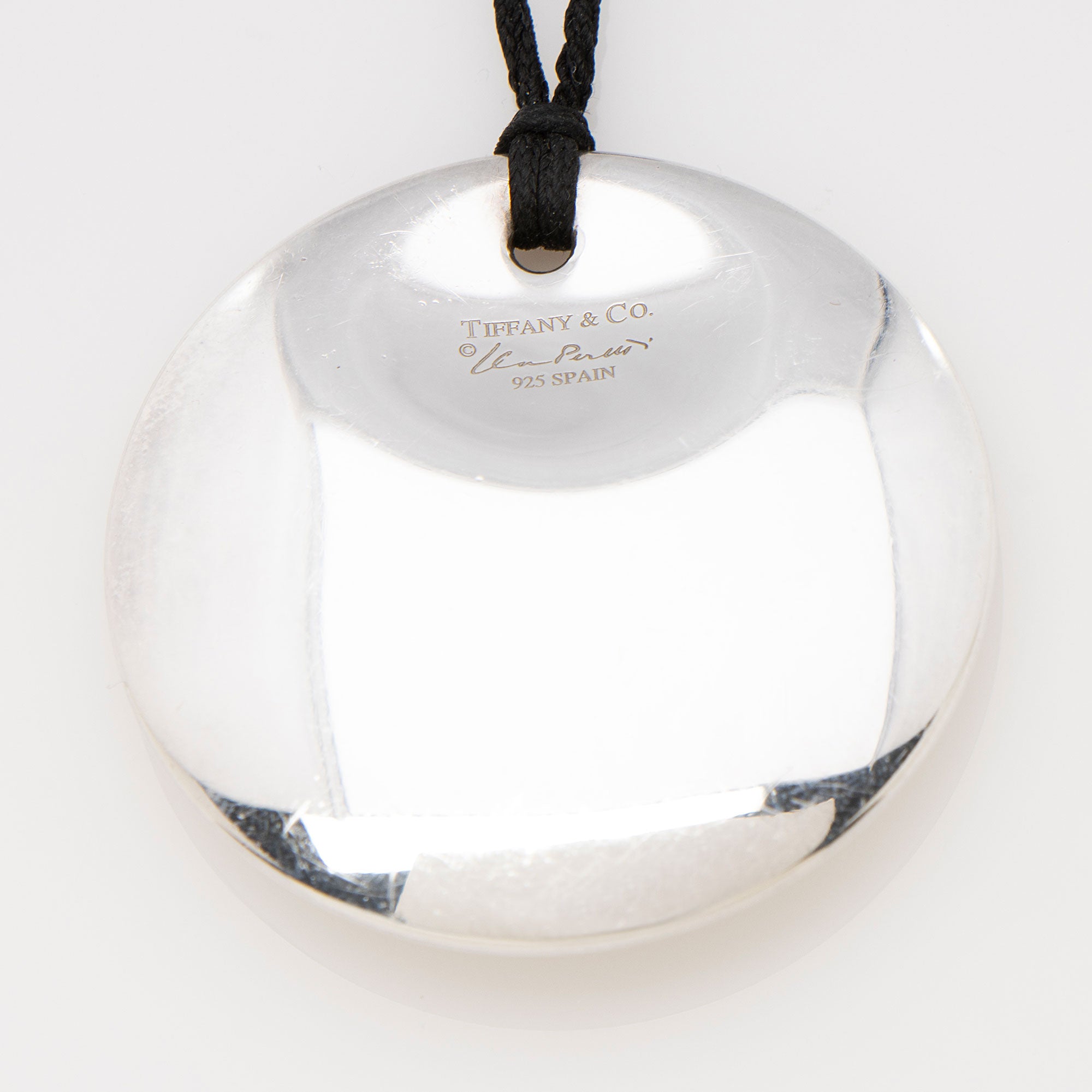 Tiffany & Co. Elsa Peretti Sterling Silver Silk Cord Round Necklace