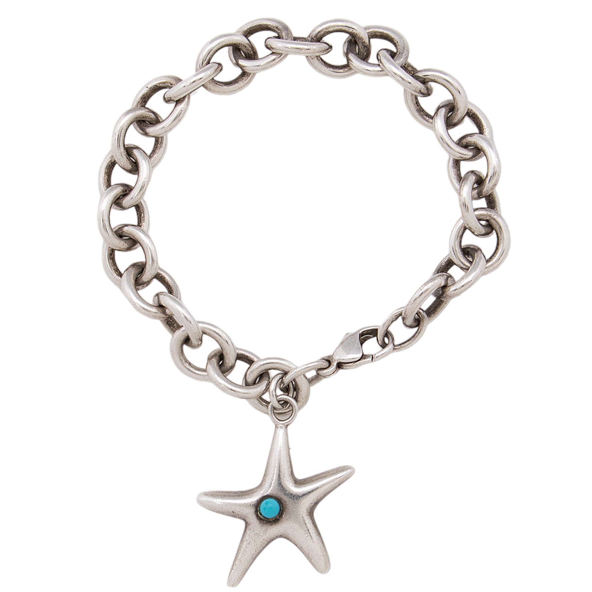 Tiffany & Co. Elsa Peretti Sterling Silver Turquoise Starfish Bracelet (SHF-DC4pKs)