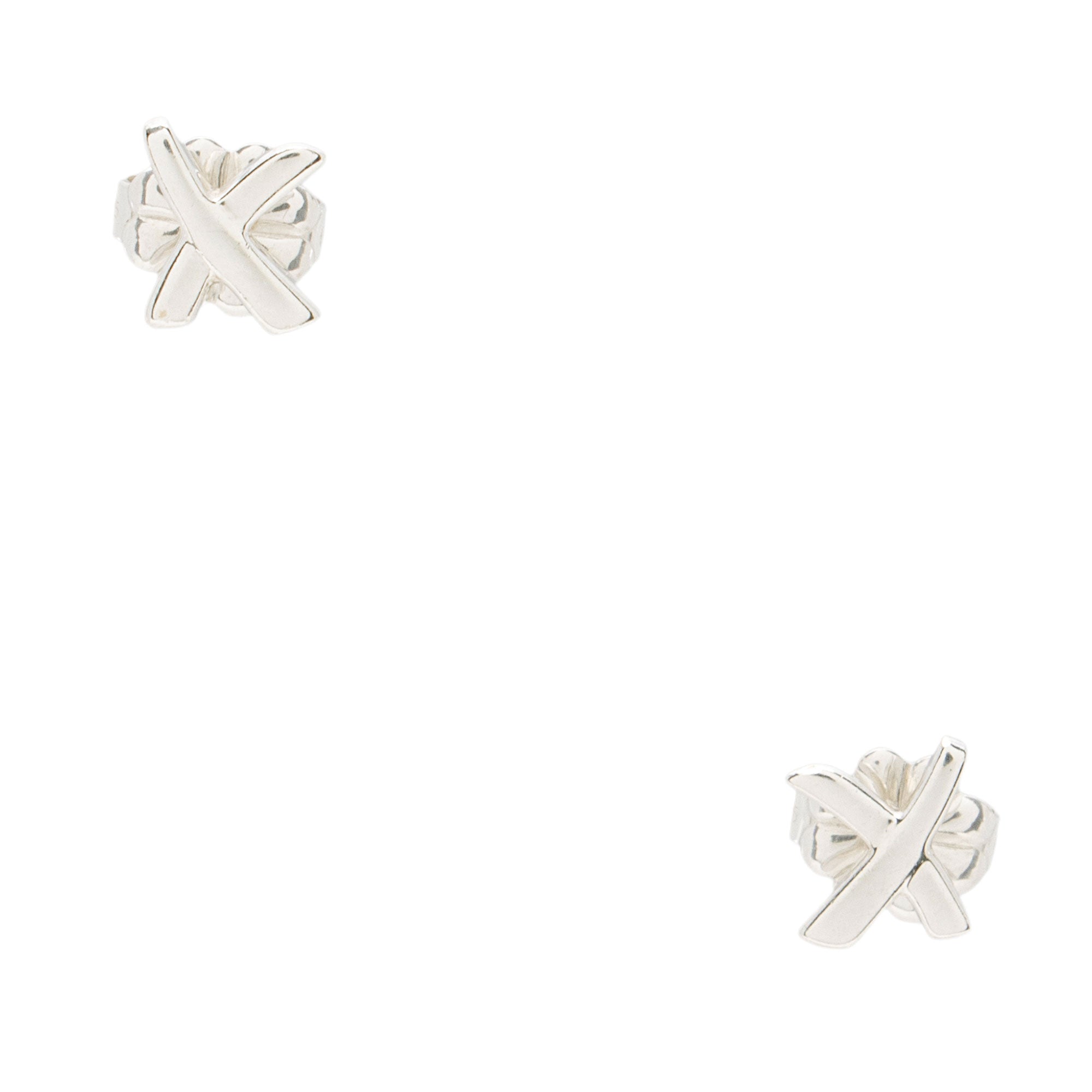 Tiffany & Co. Paloma Picasso Sterling Silver Graffiti X Small Stud Earrings (SHF-Ljio4p)