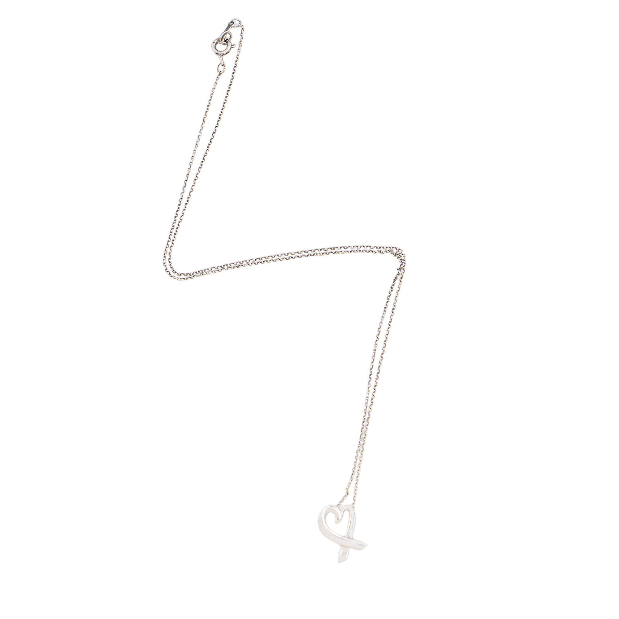 Tiffany & Co. Paloma Picasso Sterling Silver Loving Heart Necklace (SHF-IXtinf)