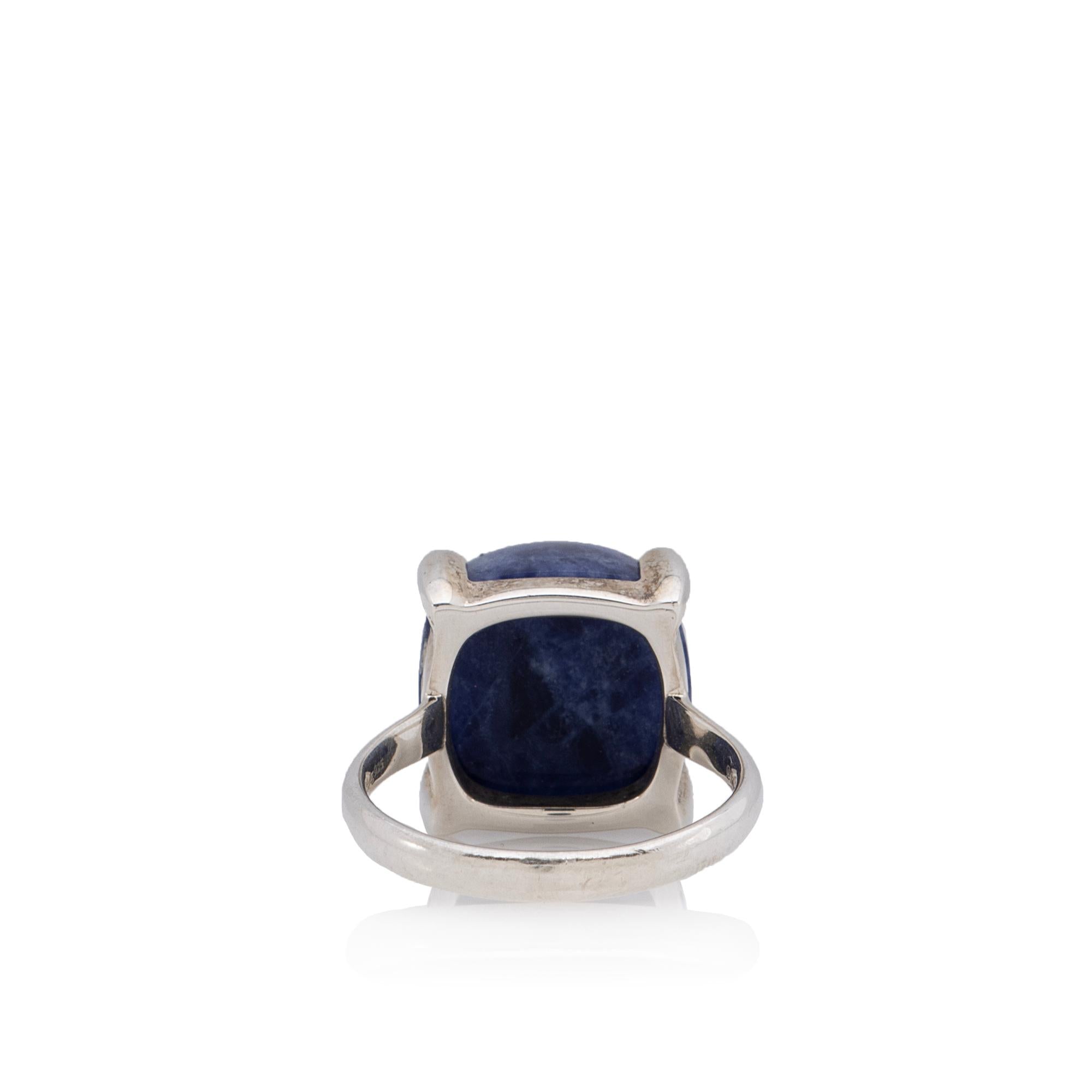 Tiffany & Co. Paloma Picasso Sterling Silver Sodalite Sugar Stacks Ring - Size 5 1/2 (SHF-fsU2jT)
