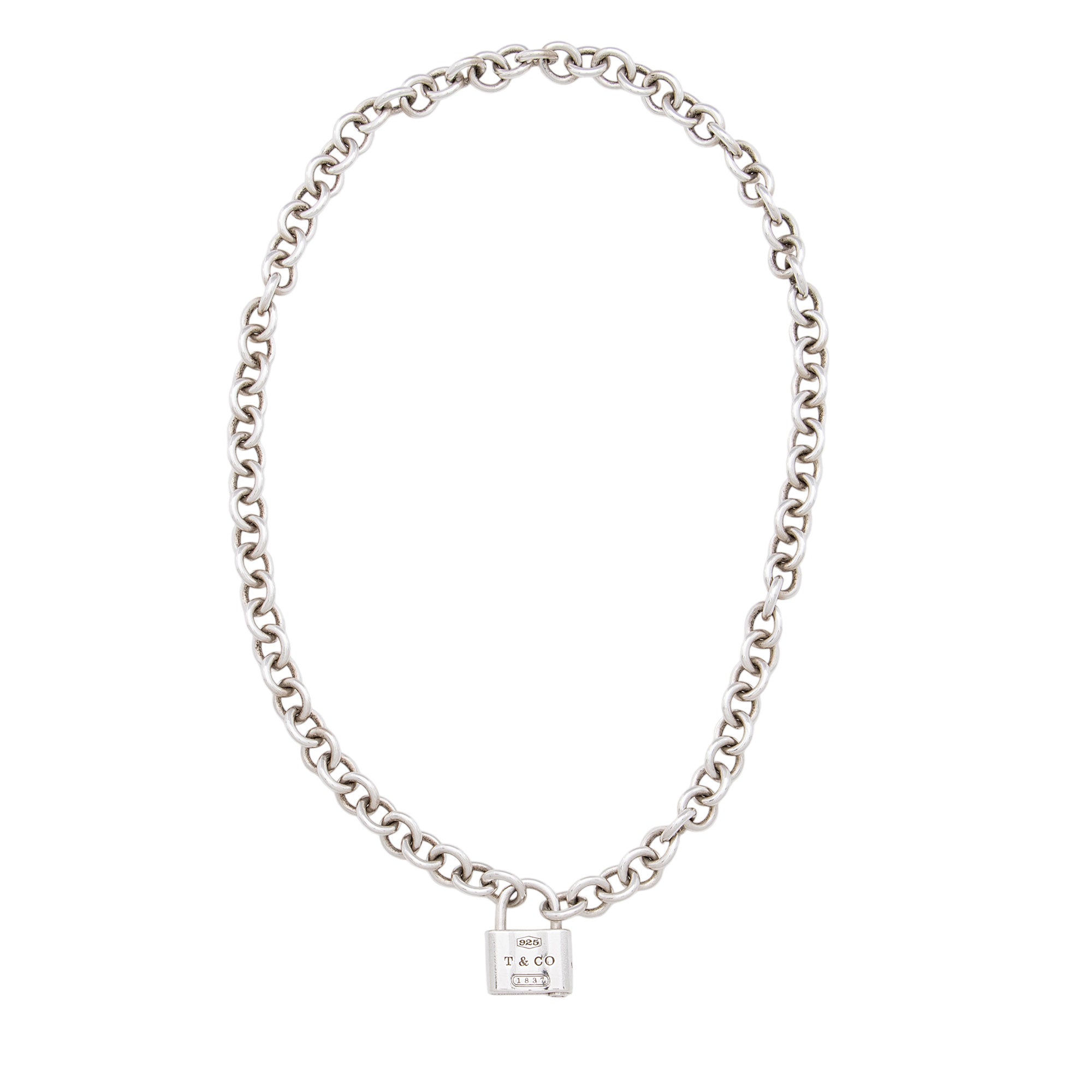Tiffany & Co. Sterling Silver 1837 Padlock Chain Necklace