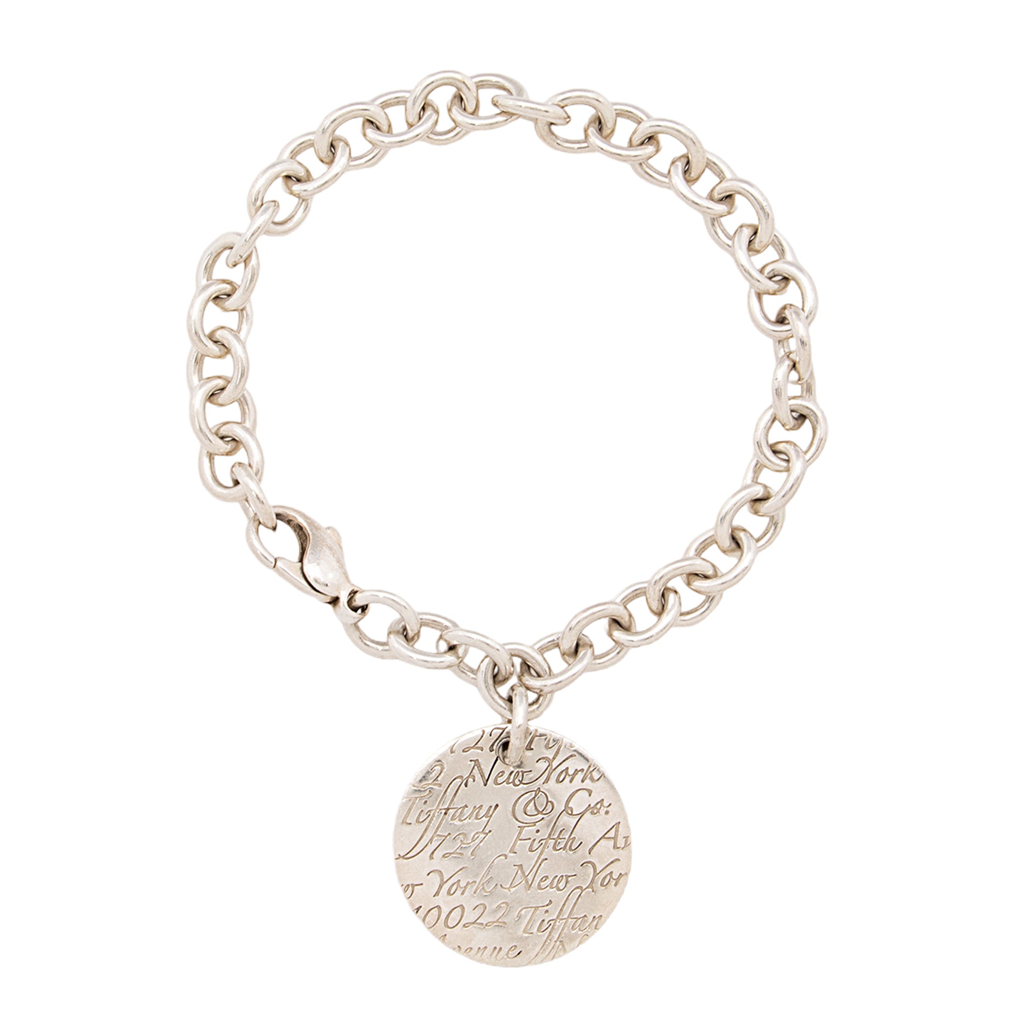 Tiffany & Co. Sterling Silver 727 Fifth Ave New York Notes Tag Charm Bracelet (SHF-f6pvxj)