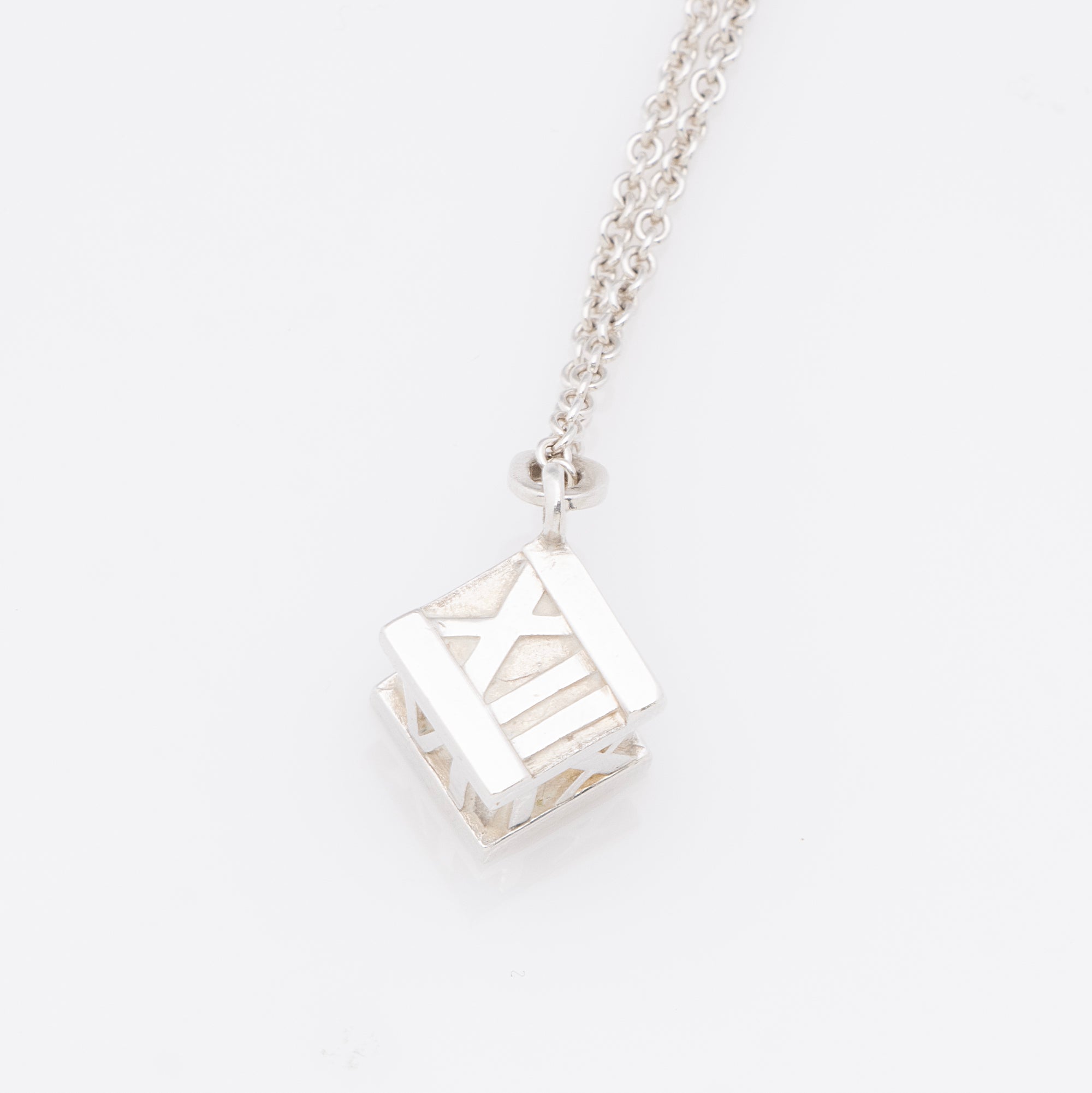 Tiffany & Co. Sterling Silver Atlas Cube Necklace
