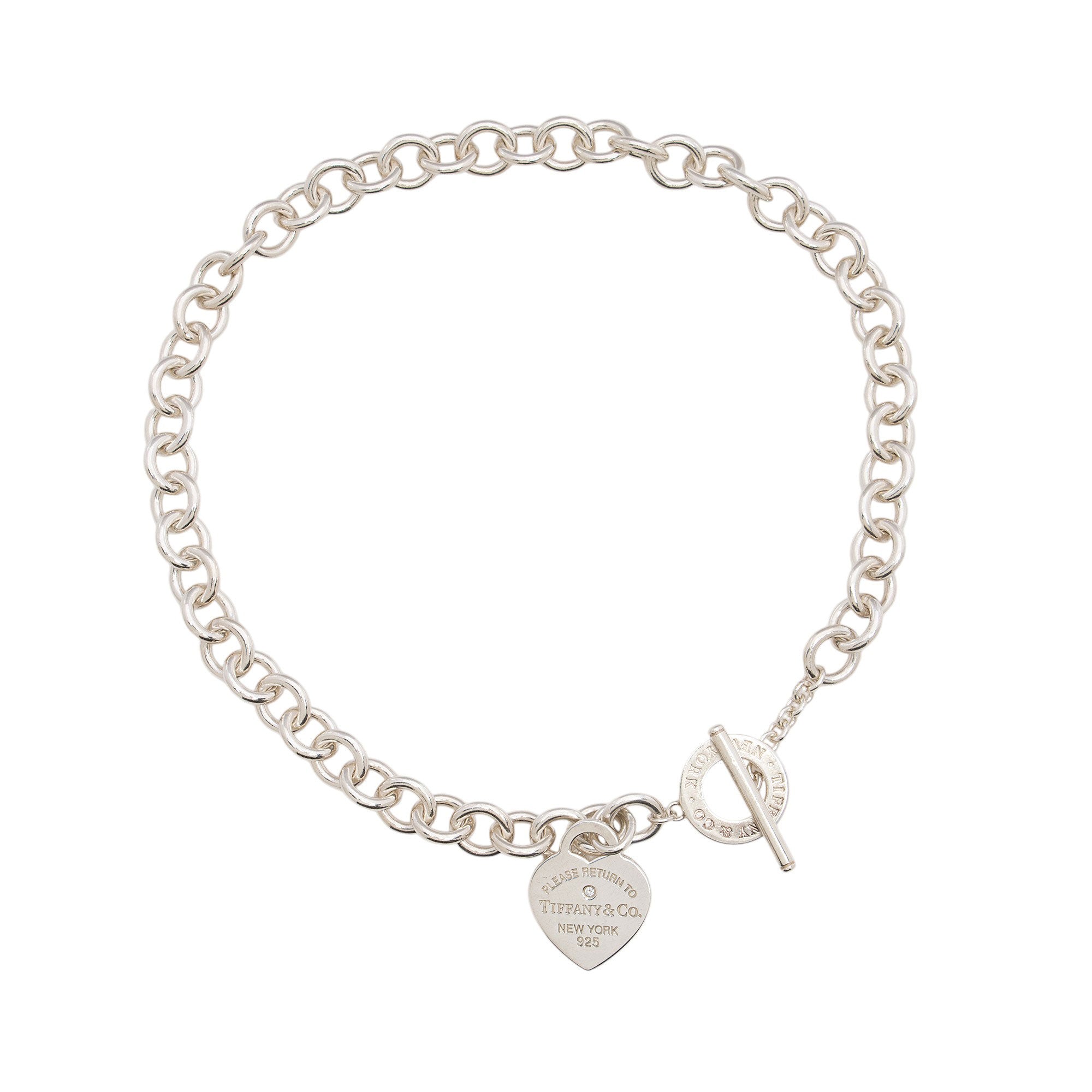 Tiffany & Co. Sterling Silver Diamond Return To Tiffany Heart Toggle Necklace