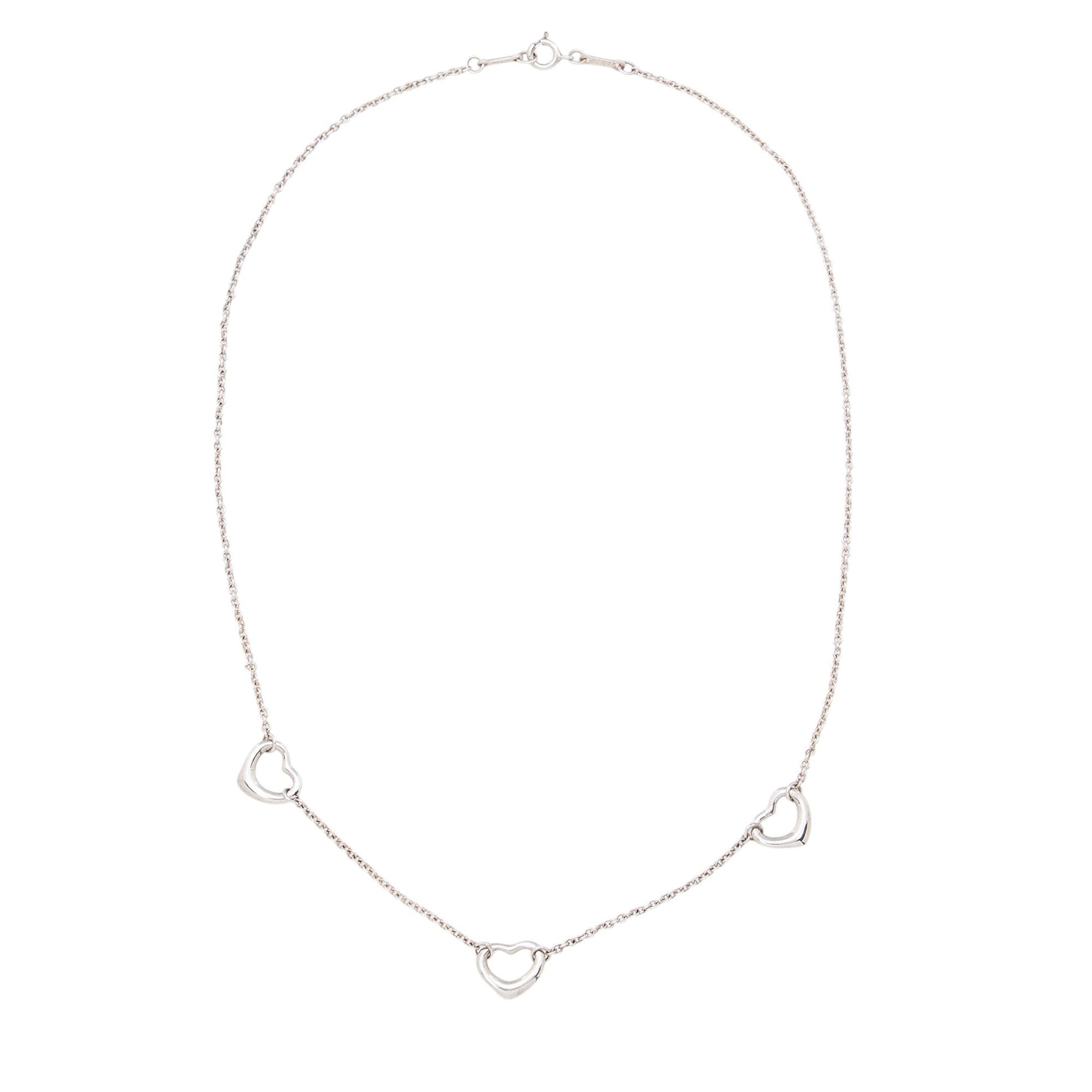 Tiffany & Co. Sterling Silver Elsa Peretti Triple Open Heart Necklace