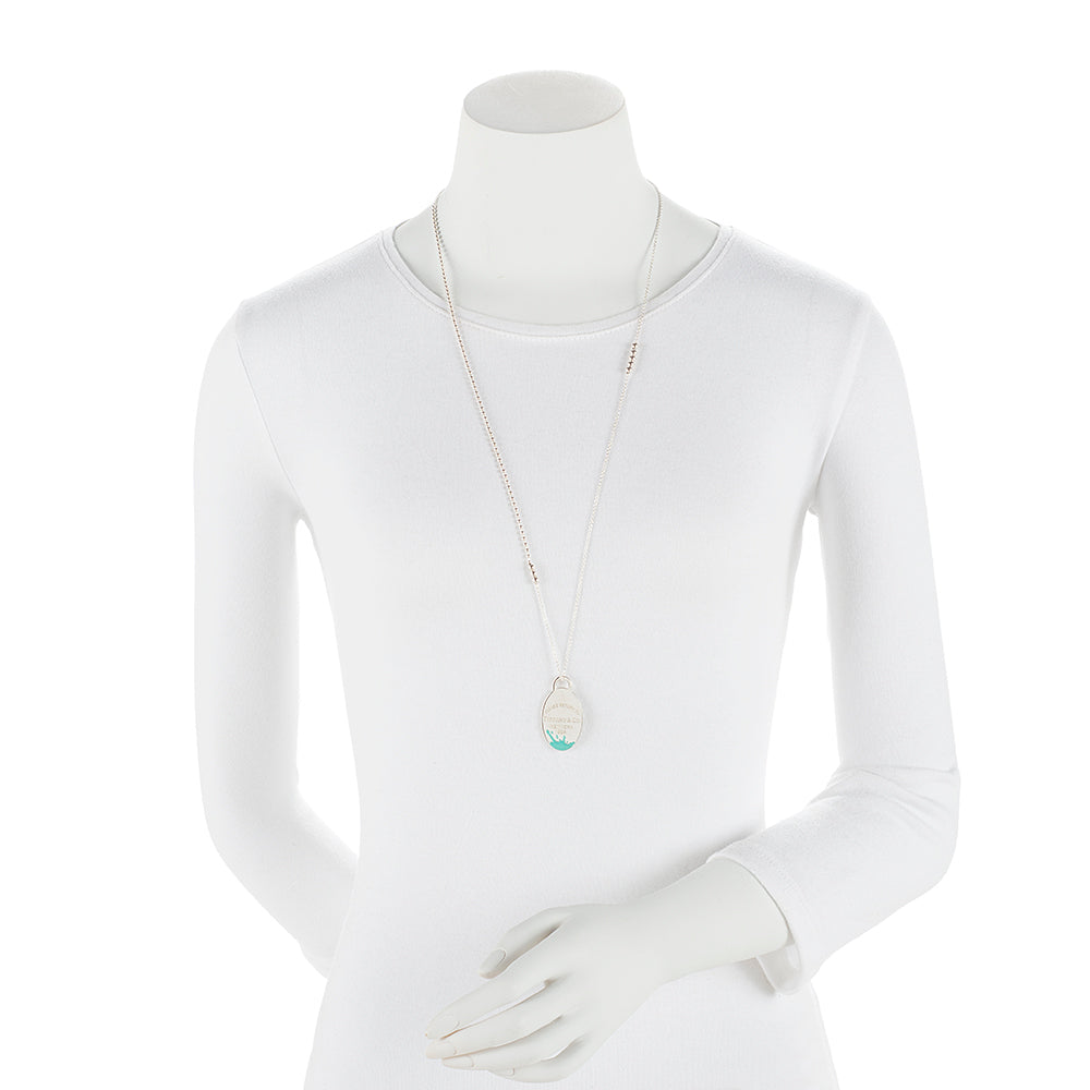 Tiffany & Co. Sterling Silver Enamel Color Splash Oval Pendant Necklace (SHF-9cHTBN)