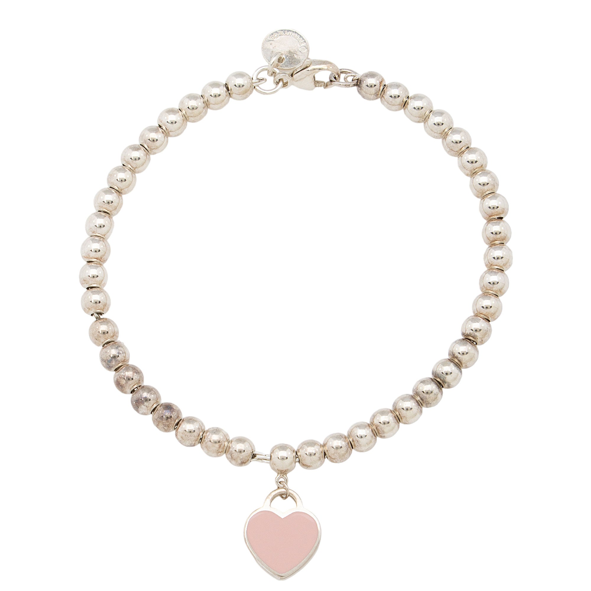 Tiffany & Co. Sterling Silver Enamel Return to Tiffany Heart Bead Bracelet (SHF-ulooWo)