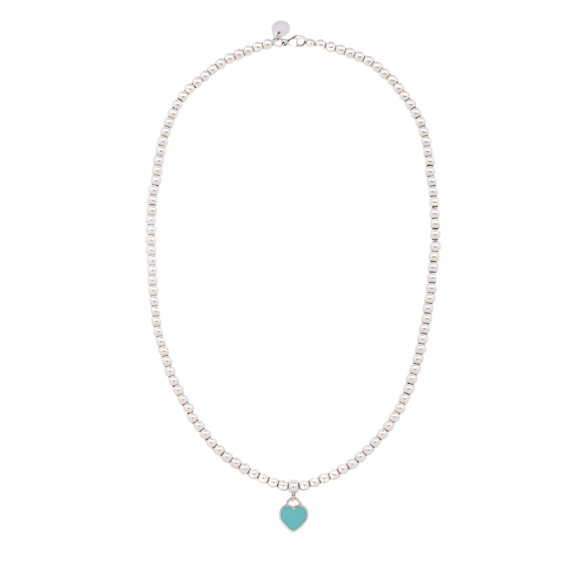 Tiffany & Co. Sterling Silver Enamel Return to Tiffany Heart Bead Neck
