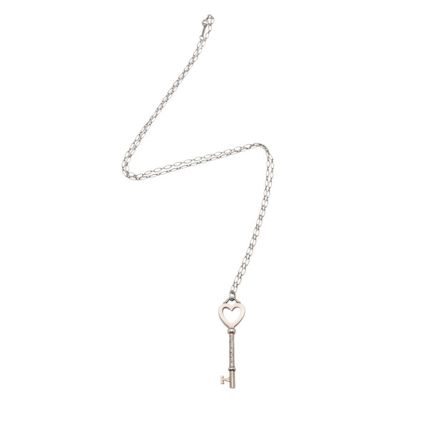 Tiffany & Co. Sterling Silver Heart Key Pendant Necklace (SHF-97rQdM)