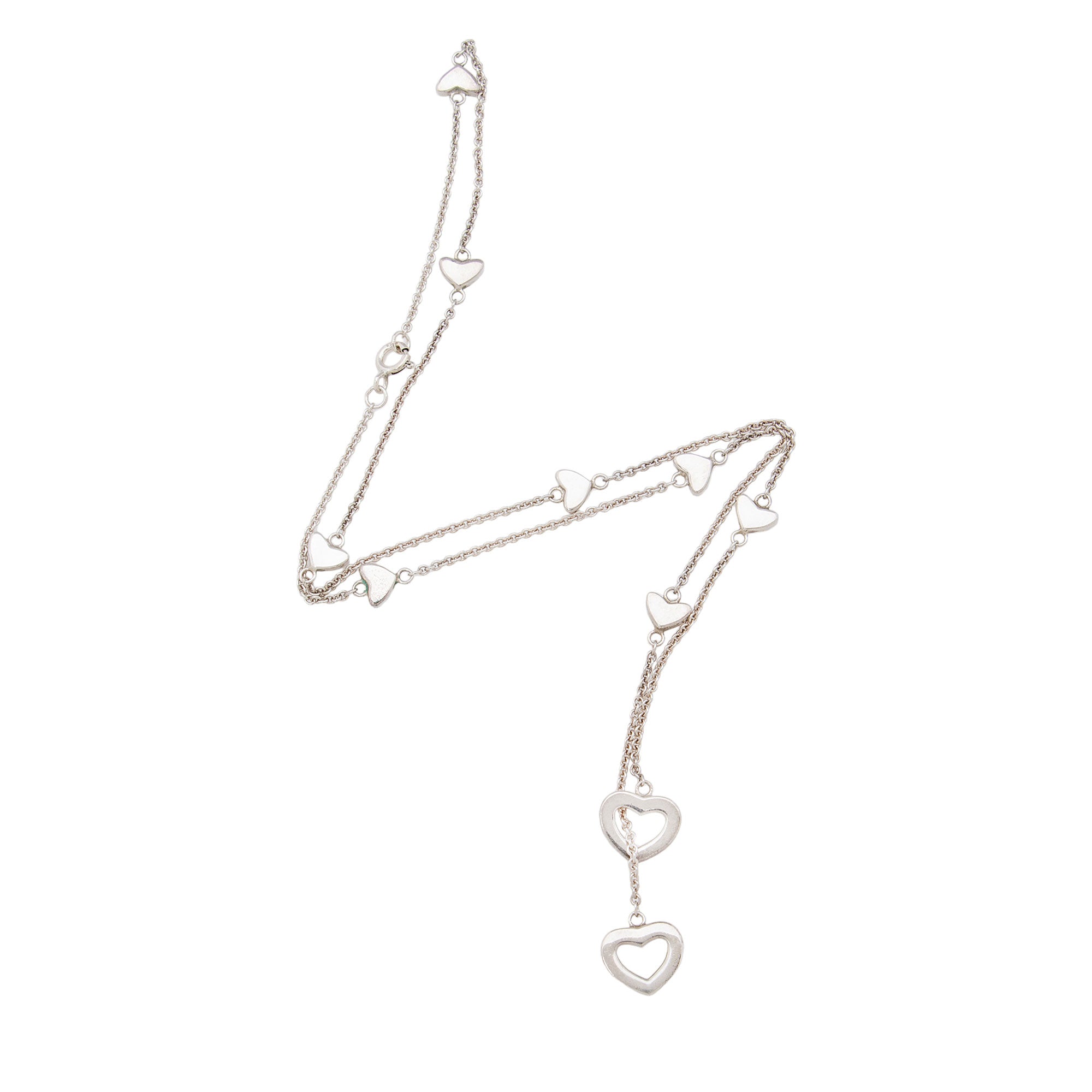 Tiffany & Co. Sterling Silver Heart Link Lariat Necklace (SHF-Ph9mhO)