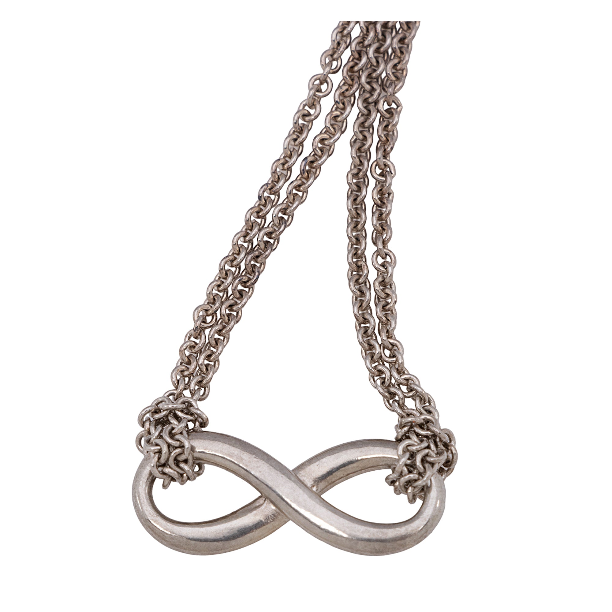 Tiffany & Co. Sterling Silver Infinity Double Chain Necklace (SHF-WxyD1X)