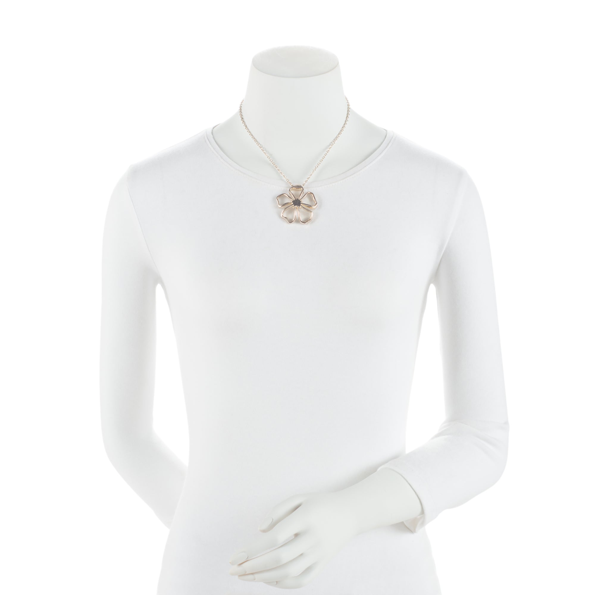 Tiffany & Co. Sterling Silver Open Flower Pendant Necklace (SHF-m5Zb4j)