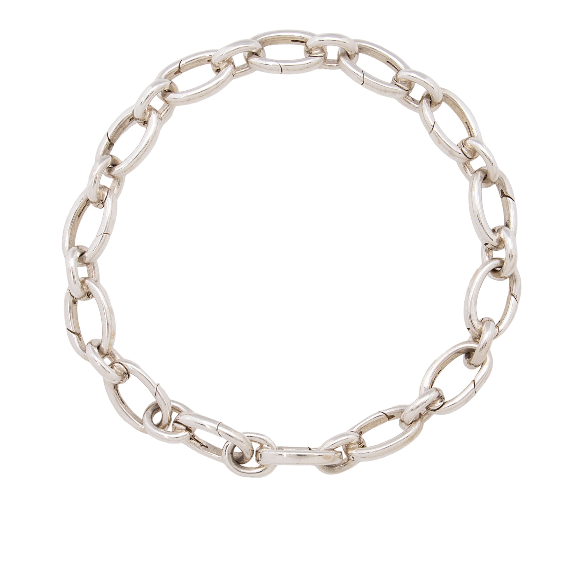 Tiffany Sterling Silver Oval Clasping Link Bracelet (SHF-FfqfYg)