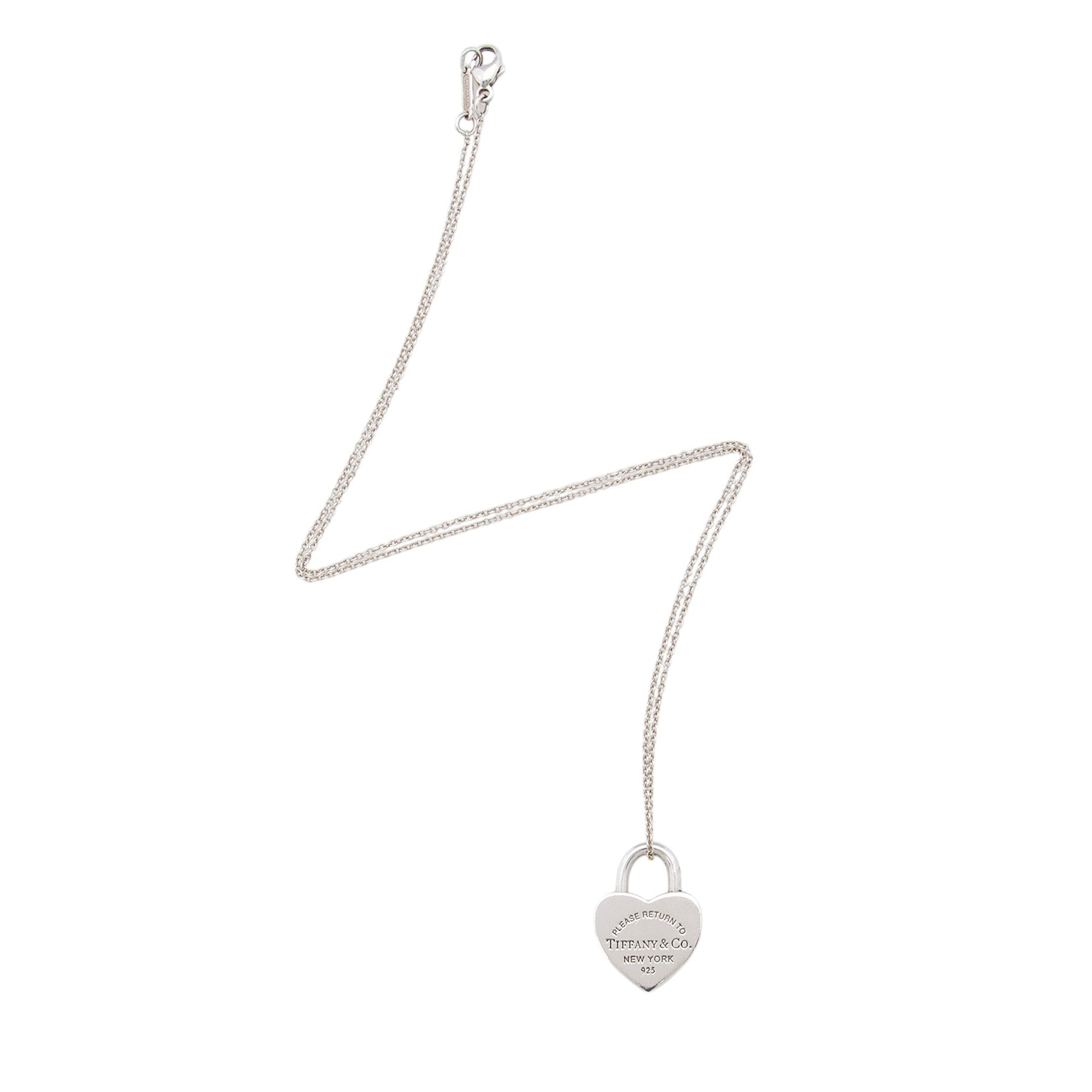 Tiffany & Co. Sterling Silver Return to Tiffany Mini Heart Lock Necklace (SHF-gdxutO)